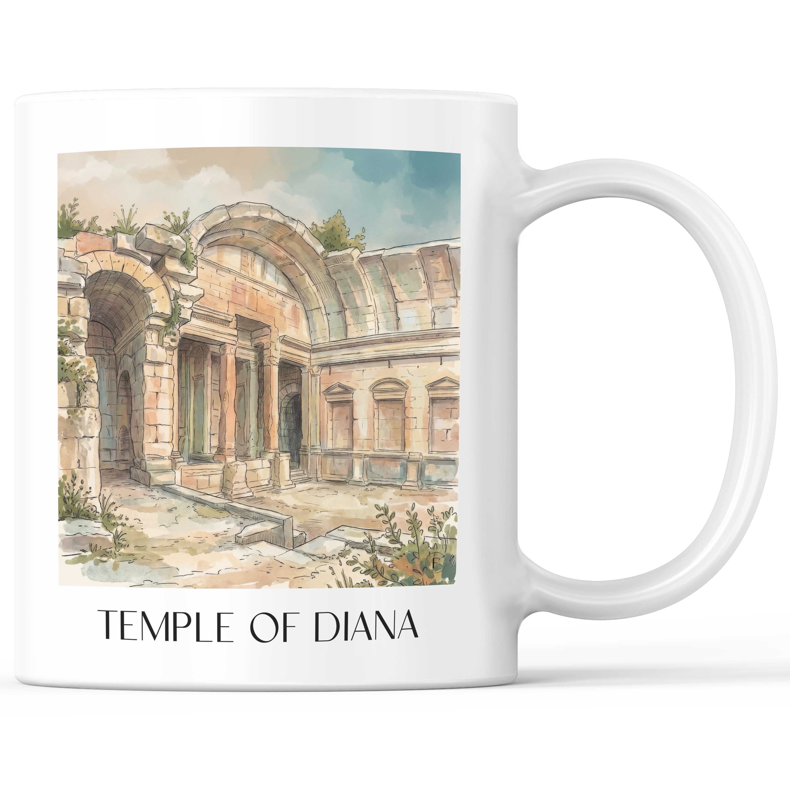 Temple de Diane Kaffeebecher - Nîmes - Frankreich Becher - Kaffeetasse im Aquarell Stil