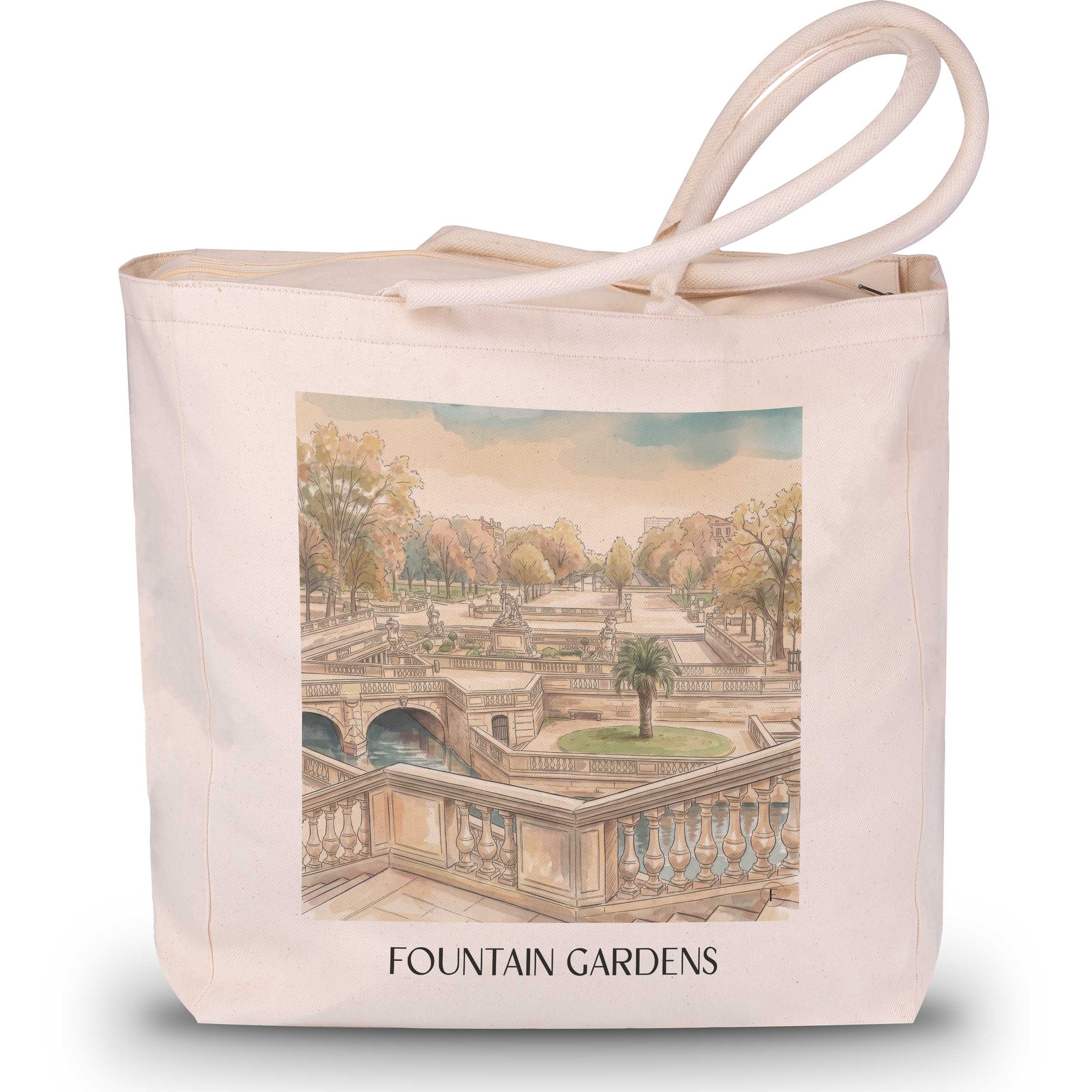 Jardins de la Fontaine Shopping Tasche - Nîmes - Frankreich Tote Bag - Einkaufstasche im Aquarell Stil