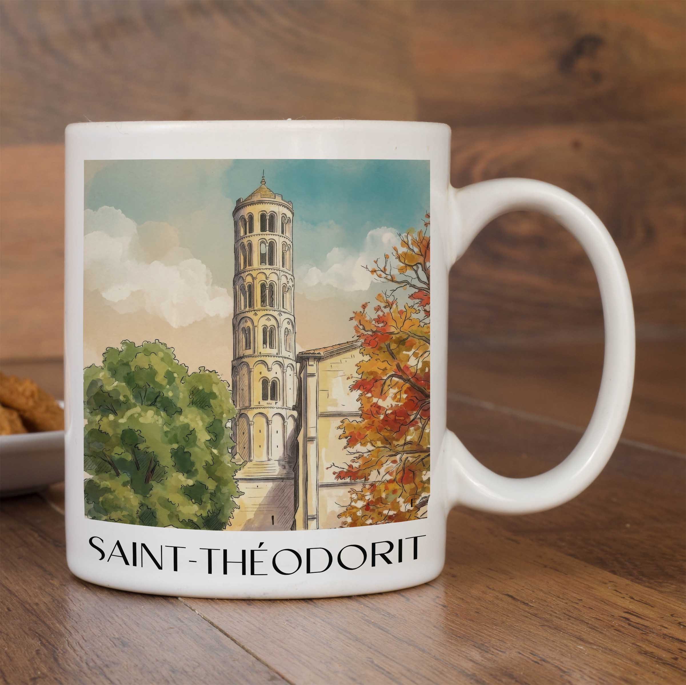 saint-théodorit-uzès-frankreich-kaffeebecher-aquarell