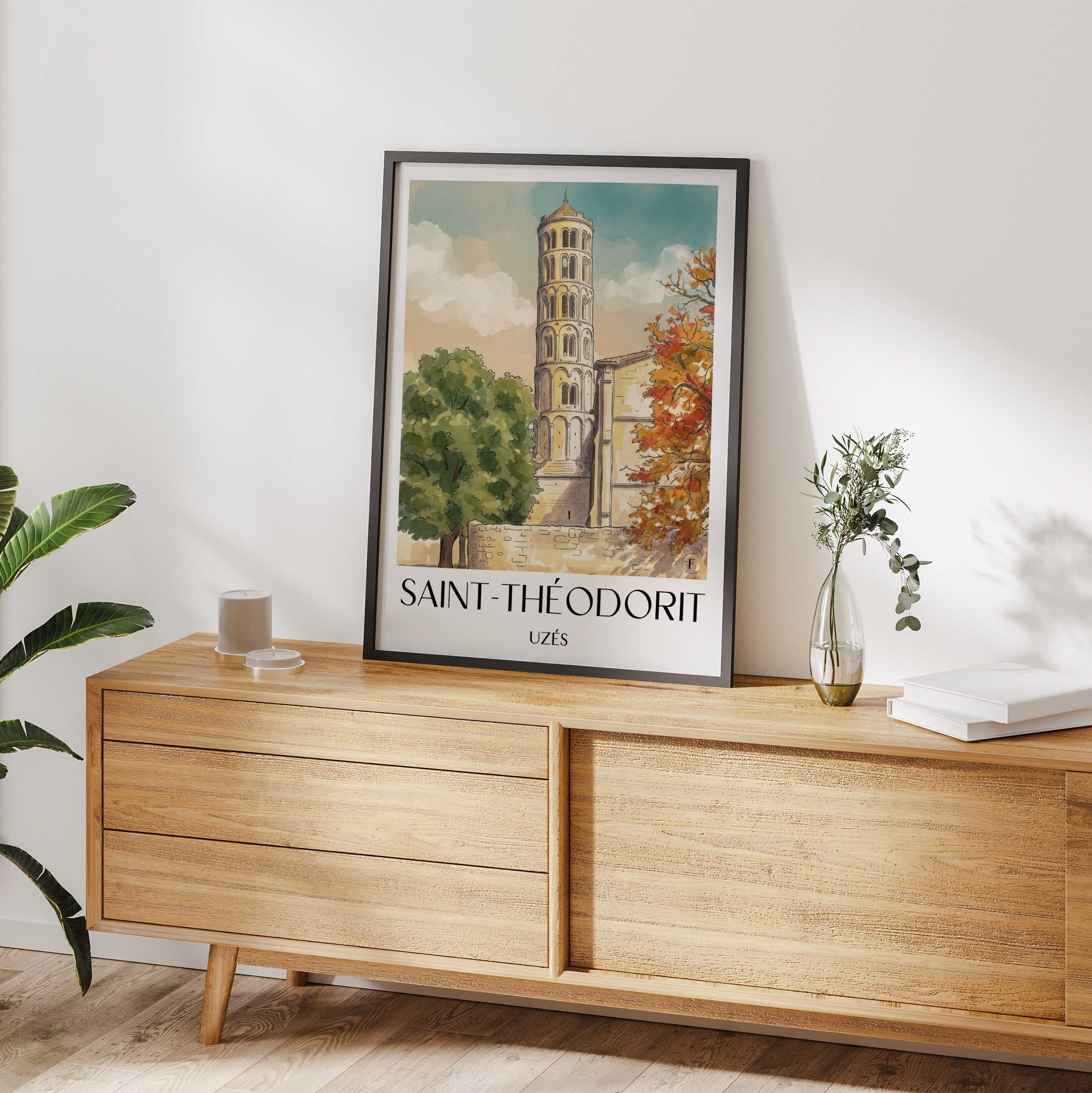saint-théodorit-uzès-frankreich-poster-aquarell