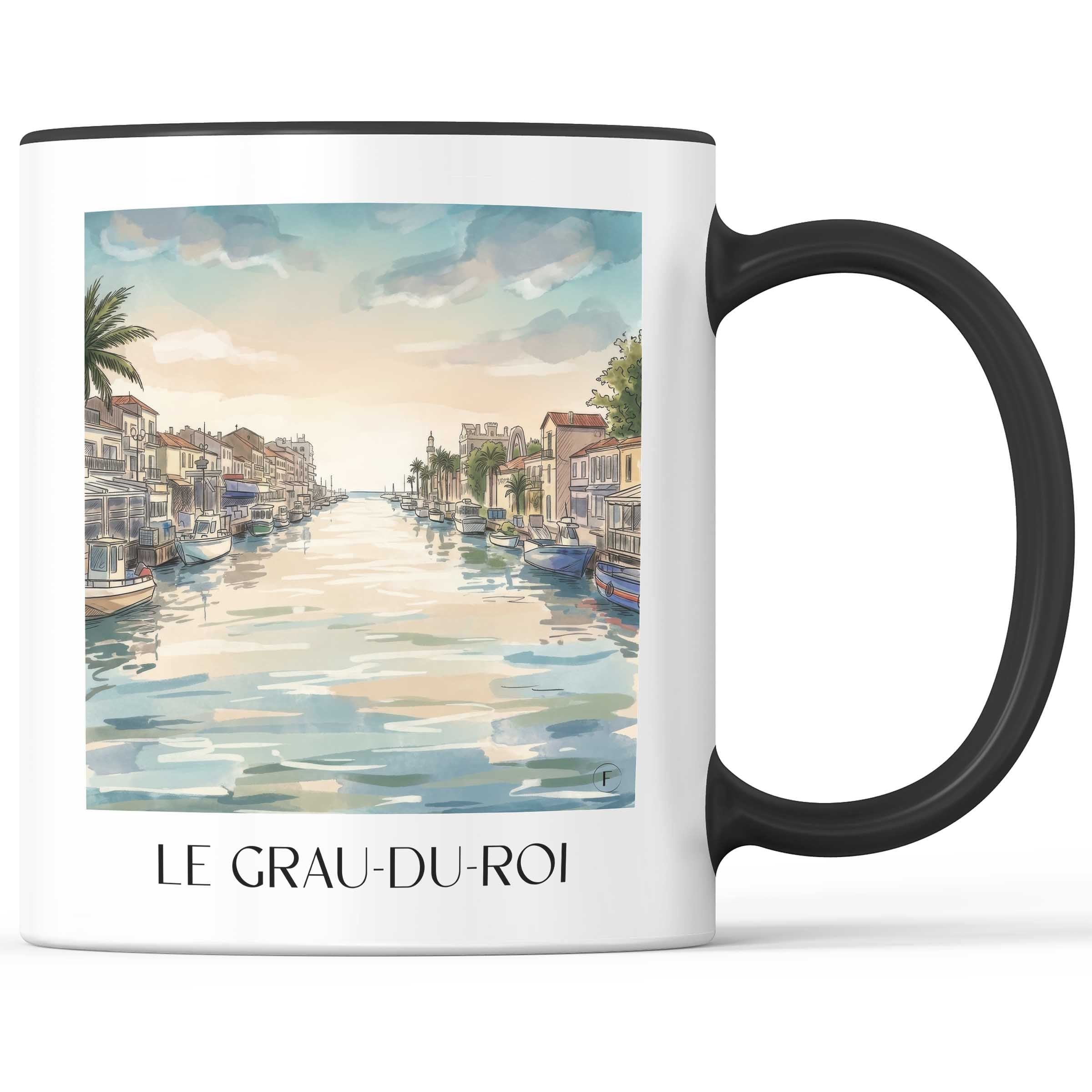 Le Grau-du-Roi Kaffeebecher - Camargue Gardoise - Frankreich Becher - Kaffeetasse im Aquarell Stil