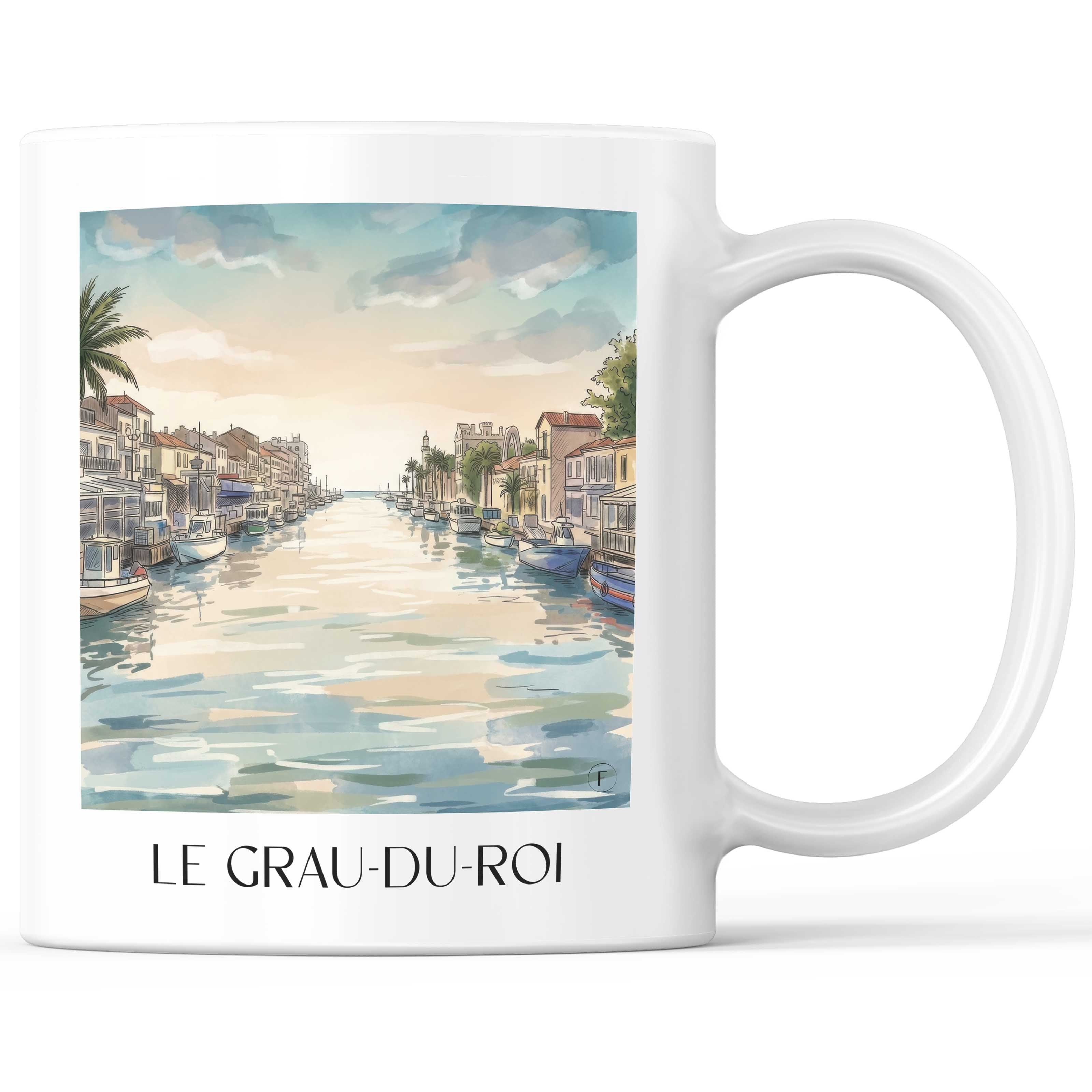 Le Grau-du-Roi Kaffeebecher - Camargue Gardoise - Frankreich Becher - Kaffeetasse im Aquarell Stil