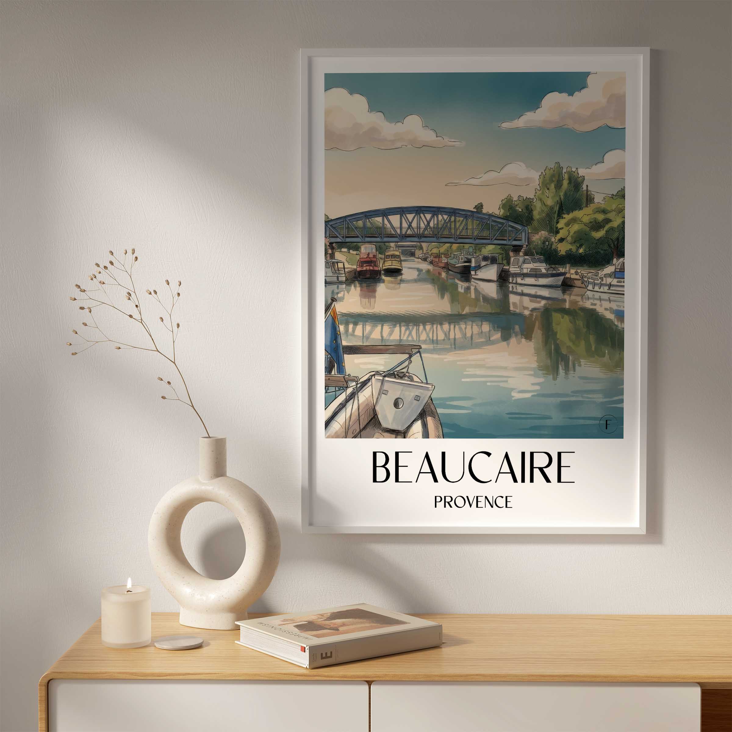 beaucaire-provence-frankreich-poster-aquarell