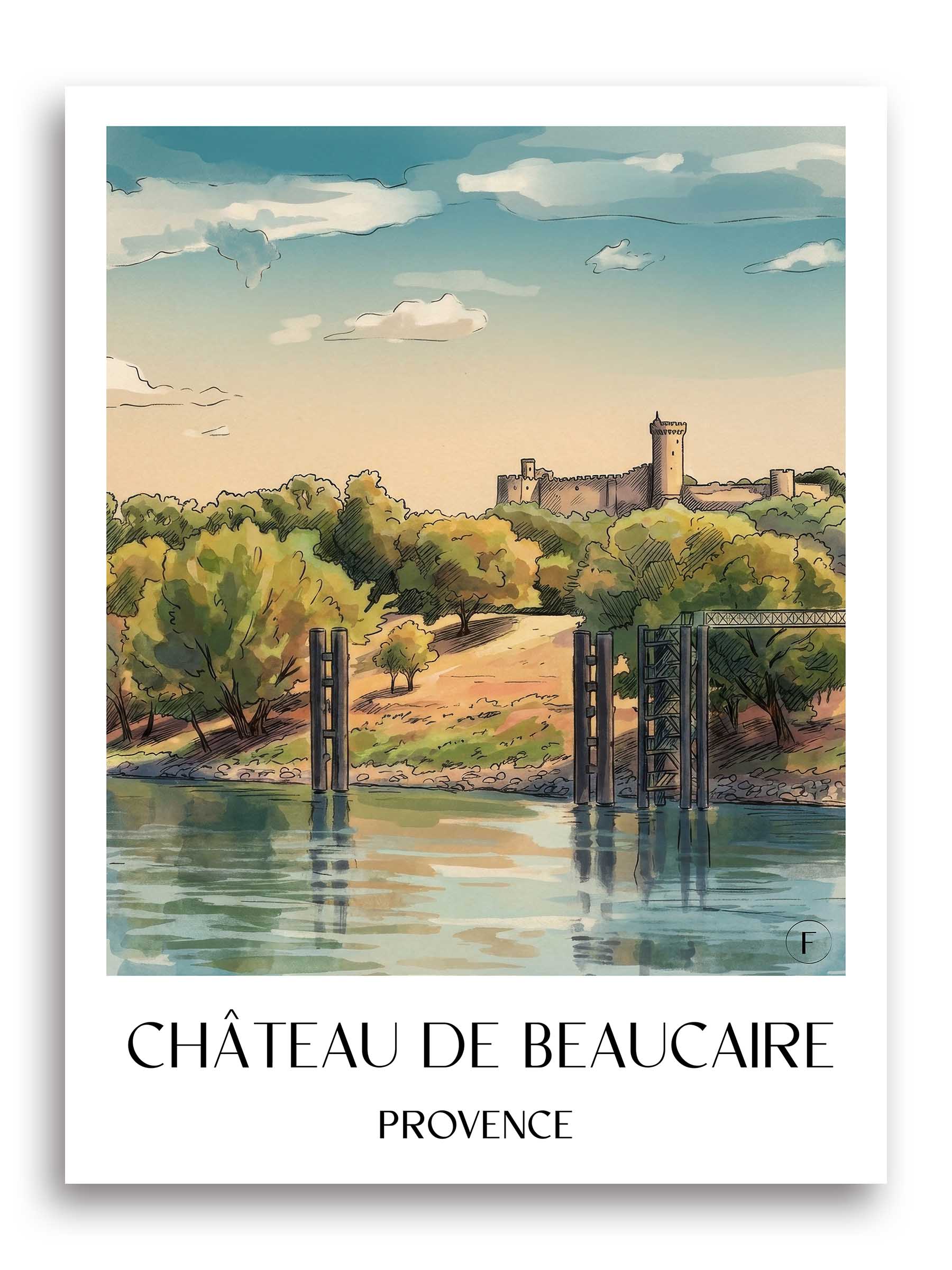 château-de-beaucaire-provence-frankreich-poster-aquarell