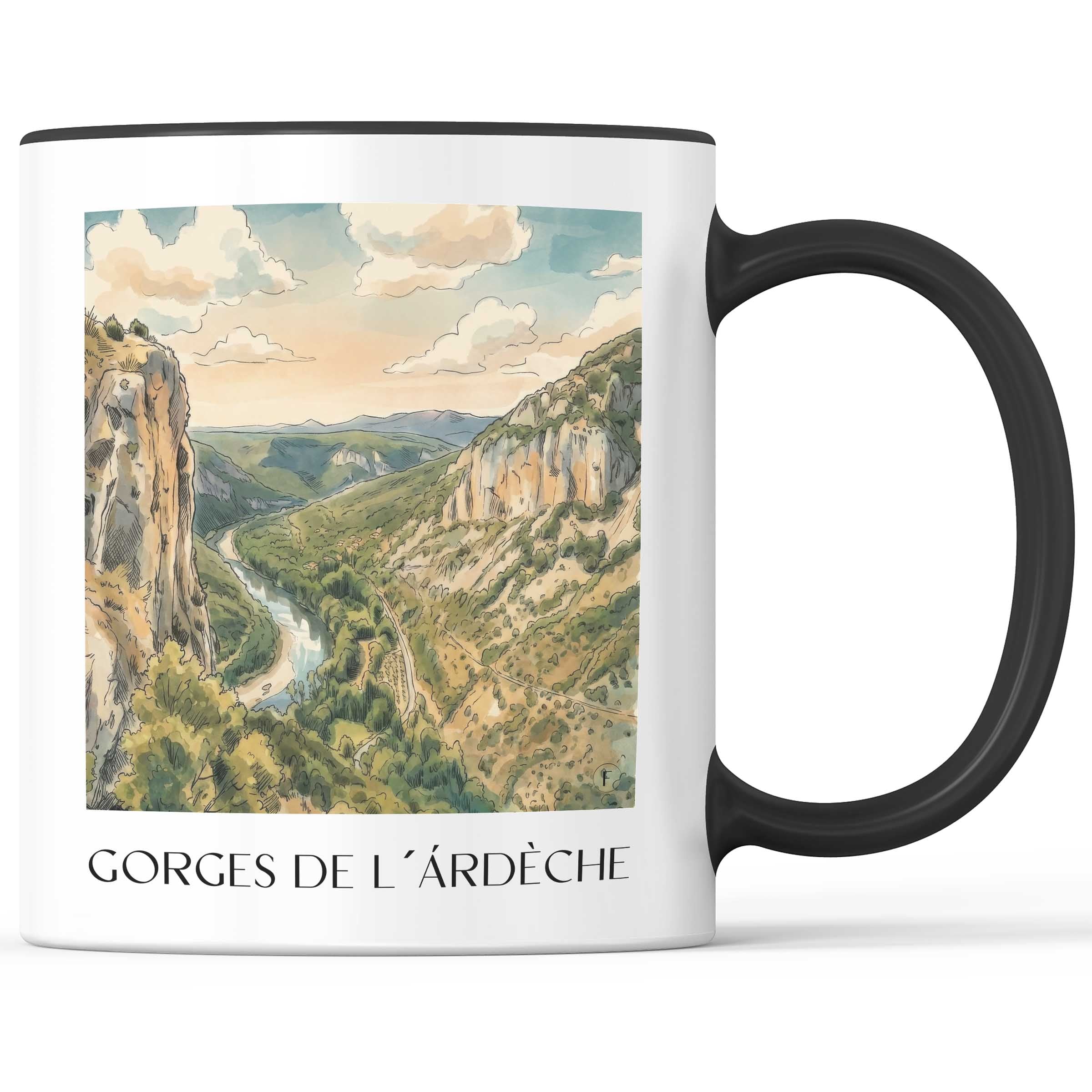 gorges-de-l'ardèche-ardèche-frankreich-kaffeebecher-aquarell