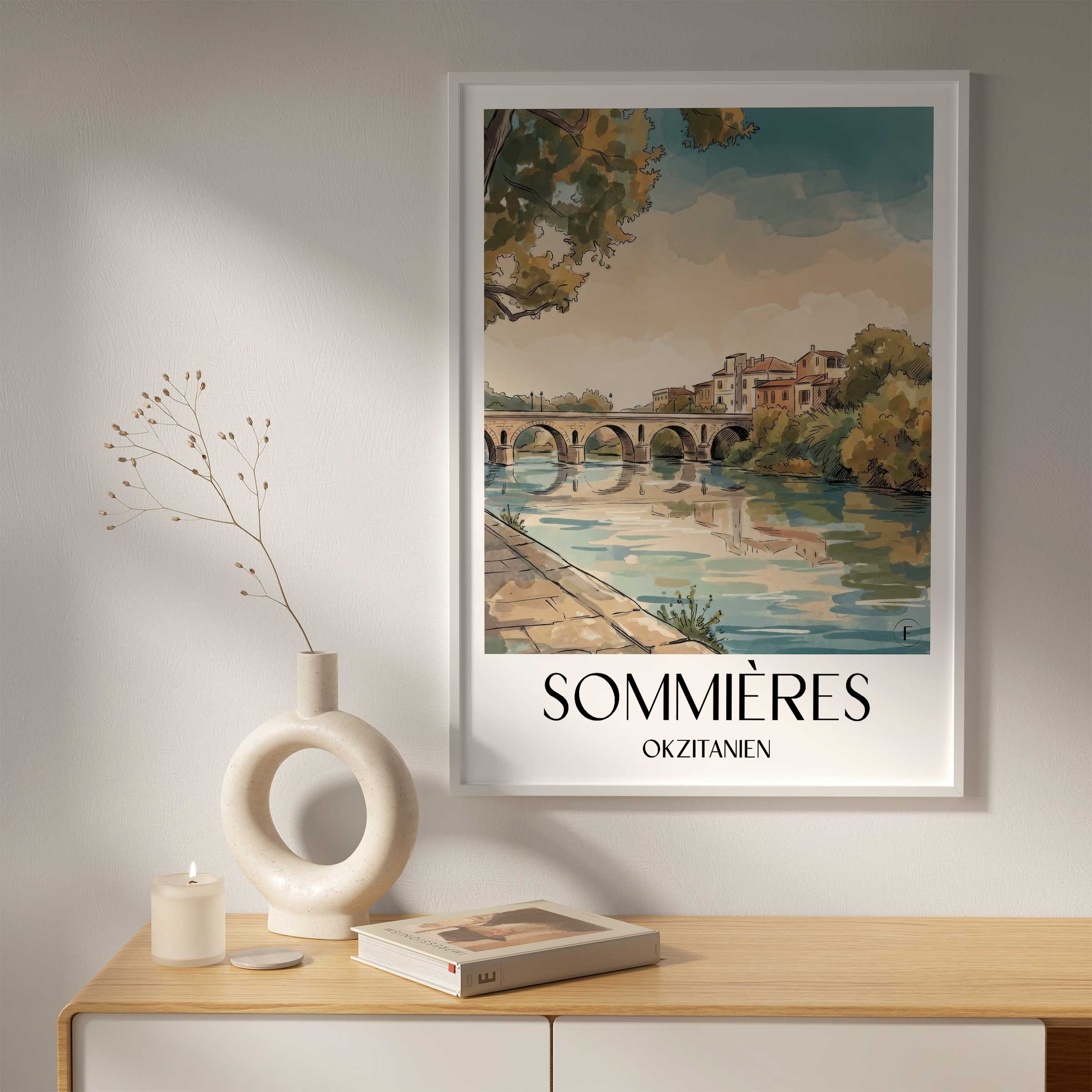 sommières--okzitanien-frankreich-poster-aquarell