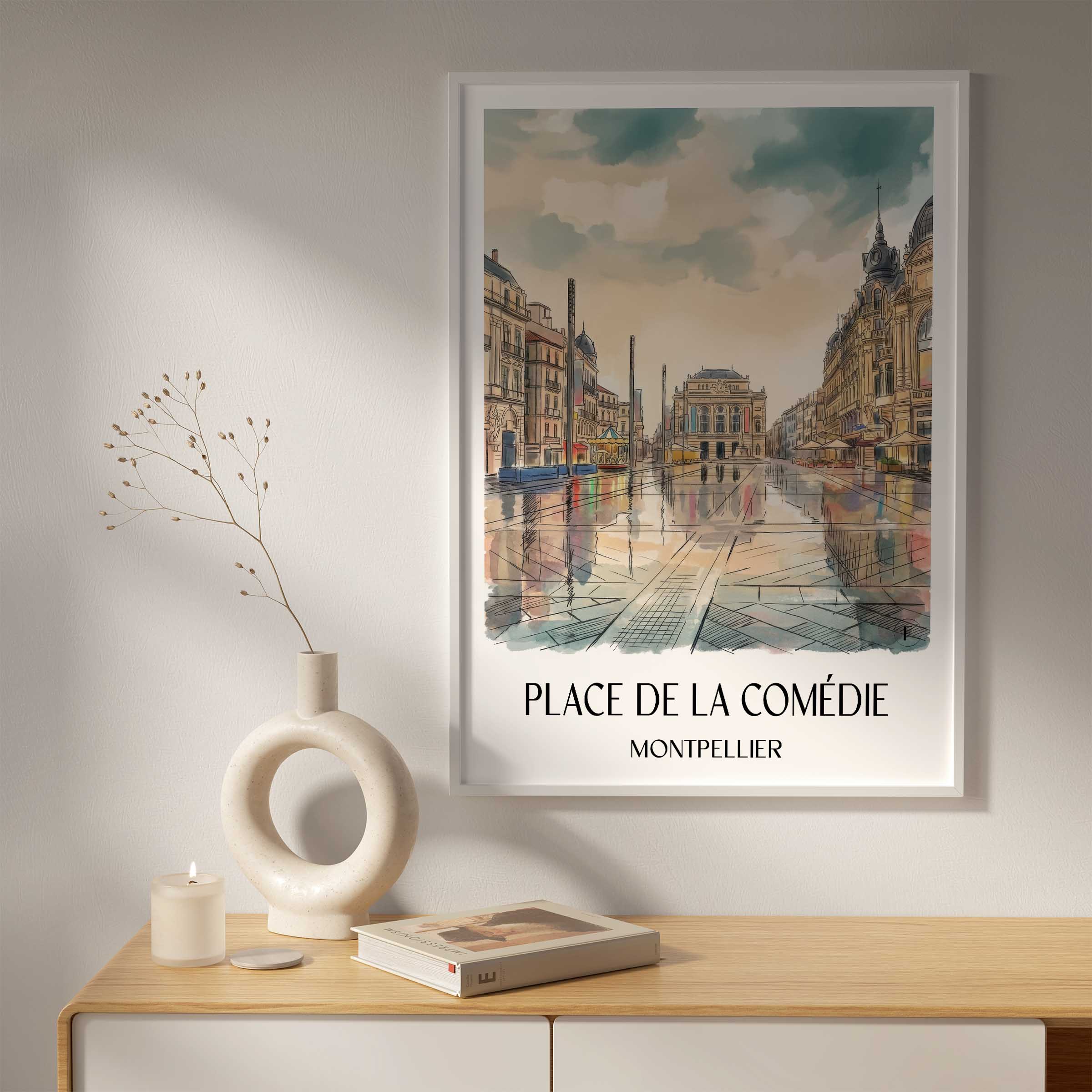 place-de-la-comédie-montpellier-frankreich-poster-aquarell
