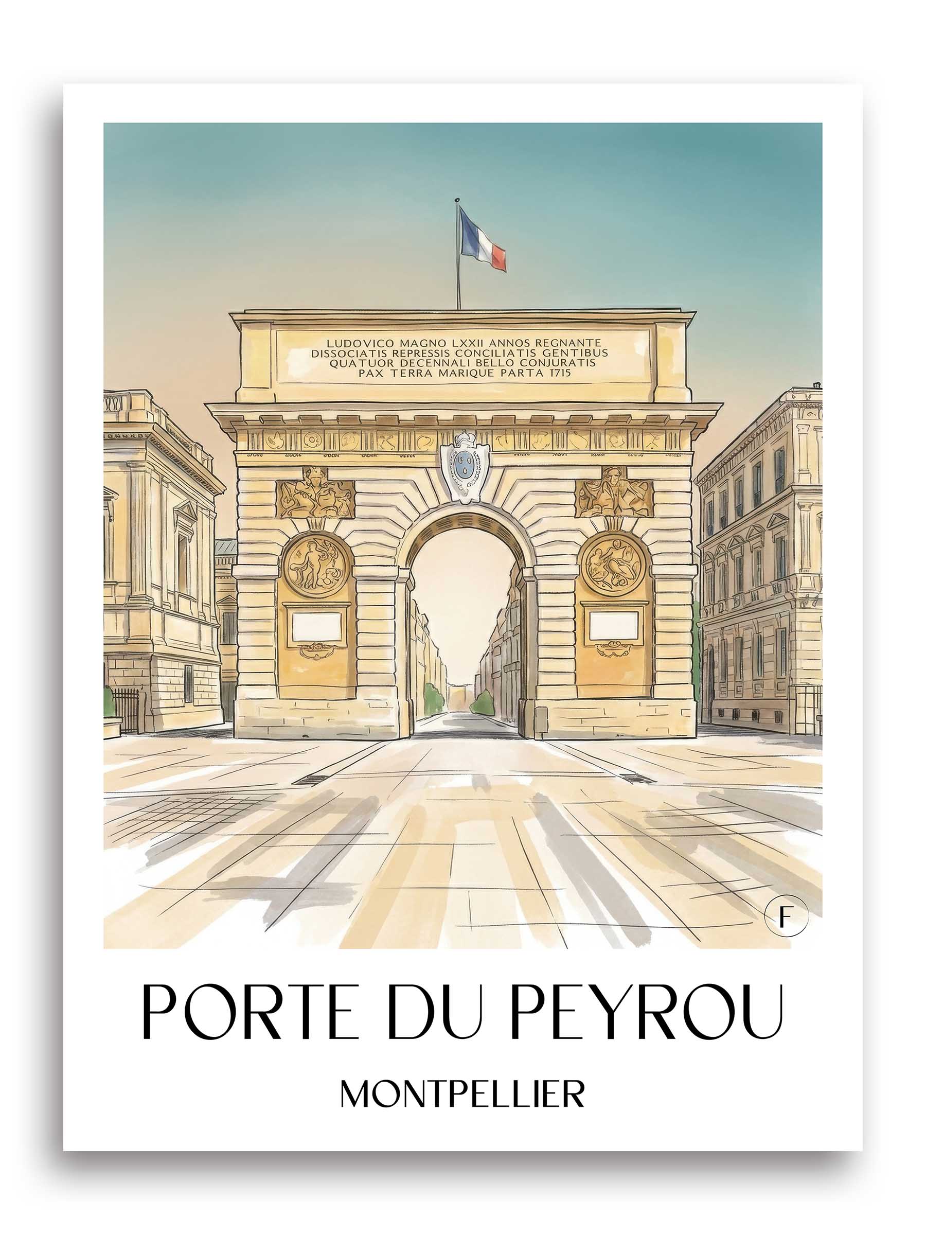 porte-du-peyrou-montpellier-frankreich-poster-aquarell