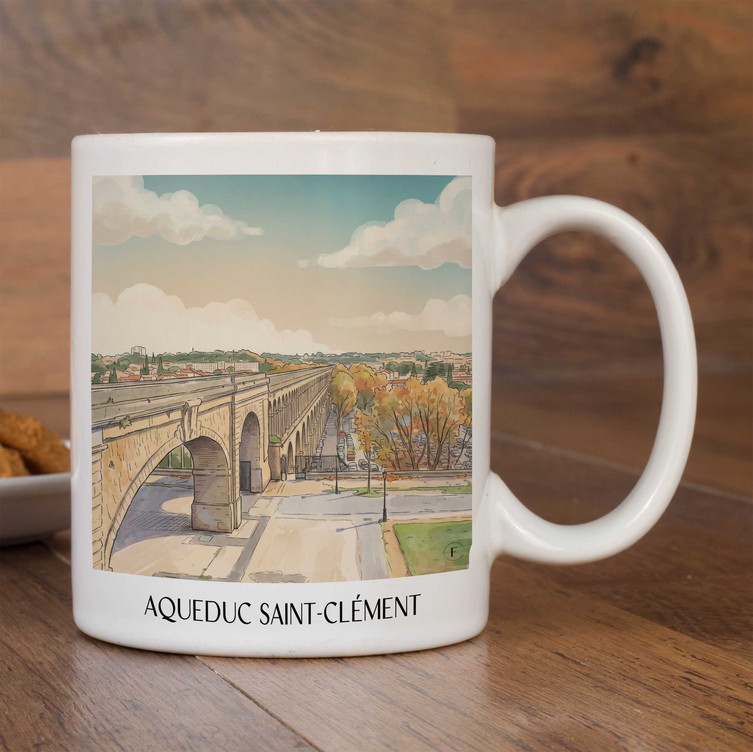 aqueduc-saint-clément-montpellier-frankreich-kaffeebecher-aquarell