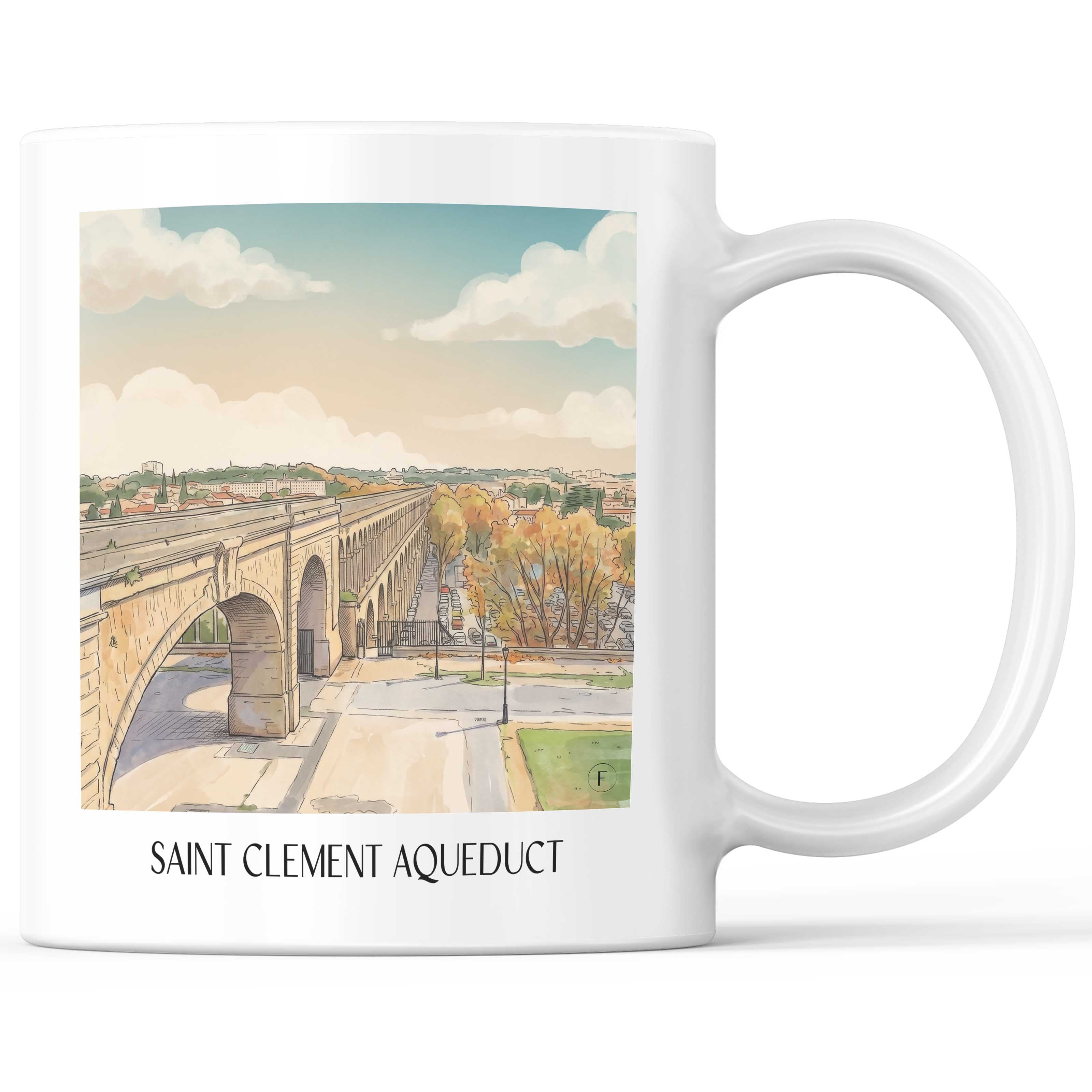 Aqueduc Saint-Clément Kaffeebecher - Montpellier - Frankreich Becher - Kaffeetasse im Aquarell Stil