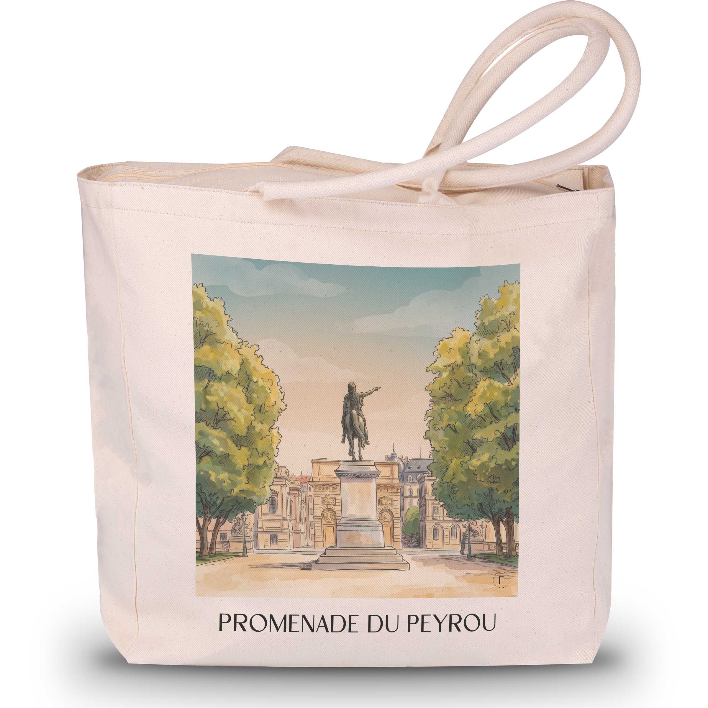 promenade-du-peyrou-montpellier-frankreich-einkaufstasche-aquarell