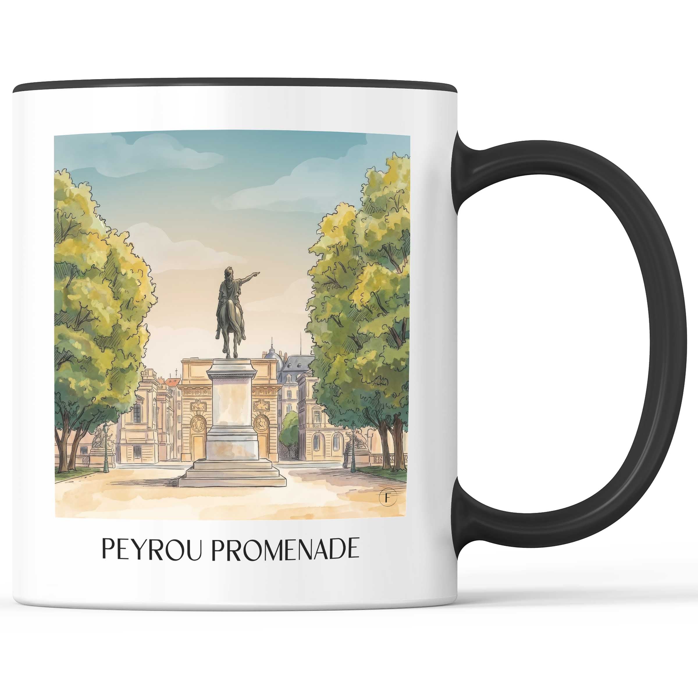 Promenade du Peyrou Kaffeebecher - Montpellier - Frankreich Becher - Kaffeetasse im Aquarell Stil