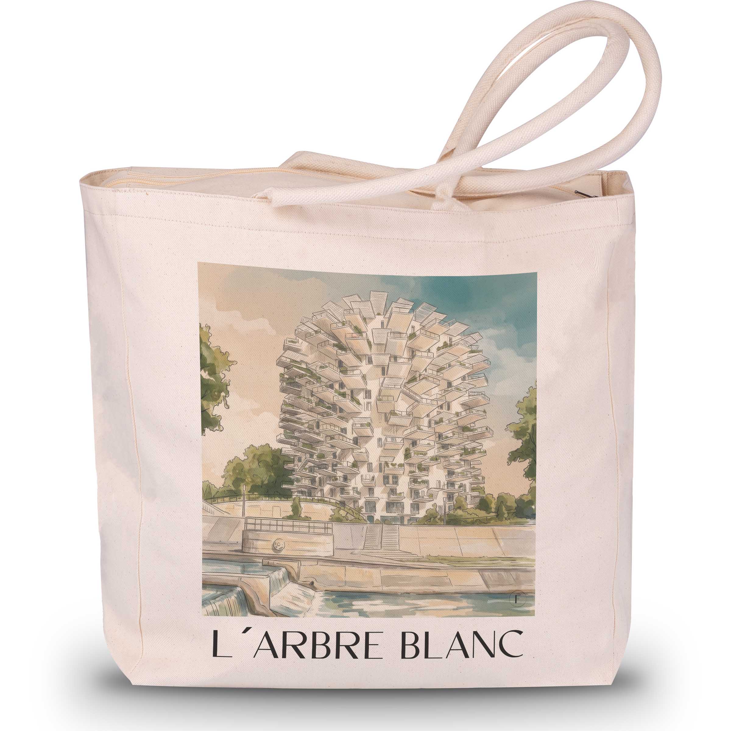 l'arbre-blanc-montpellier-frankreich-einkaufstasche-aquarell