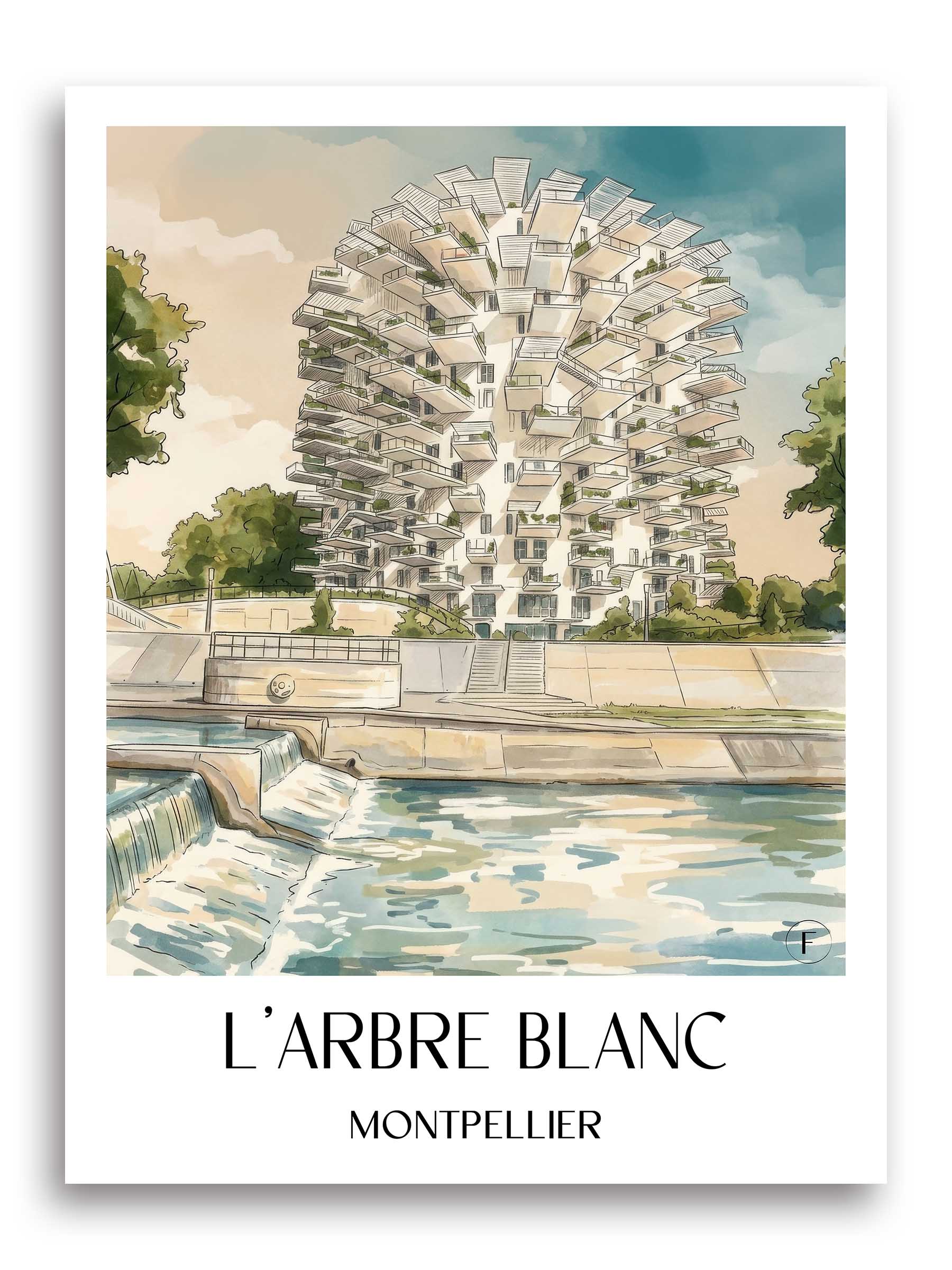 l'arbre-blanc-montpellier-frankreich-poster-aquarell