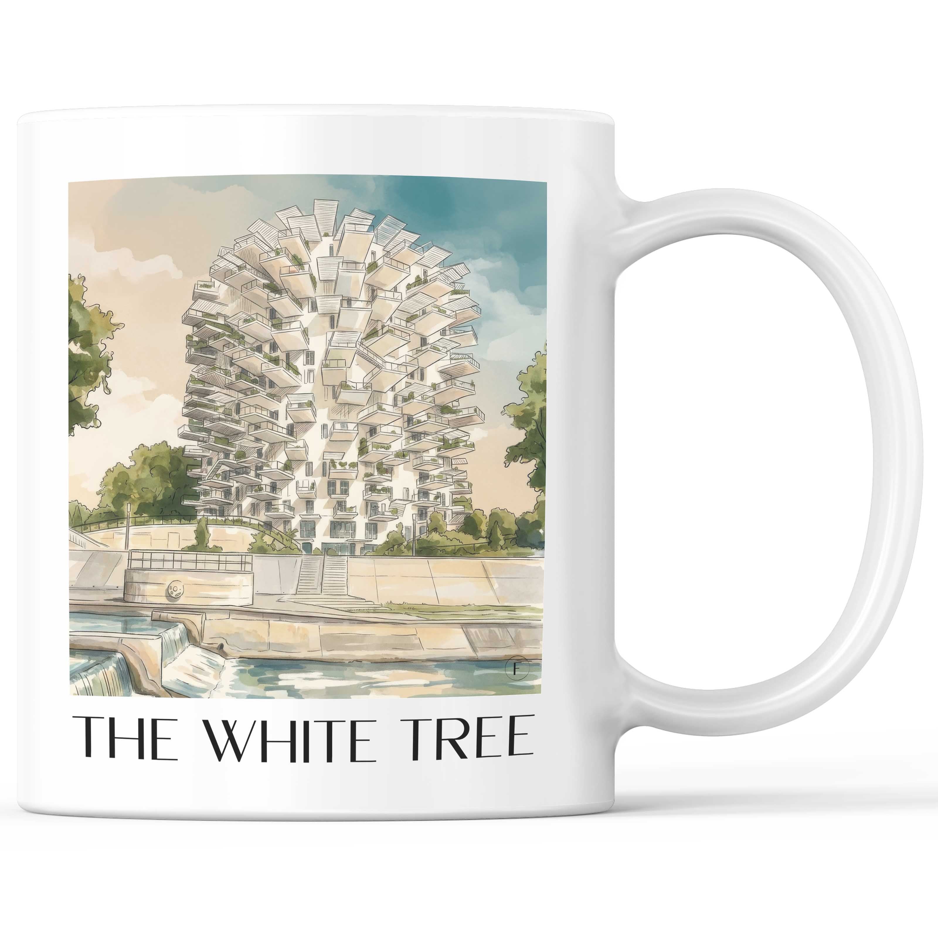 L'Arbre Blanc Kaffeebecher - Montpellier - Frankreich Becher - Kaffeetasse im Aquarell Stil