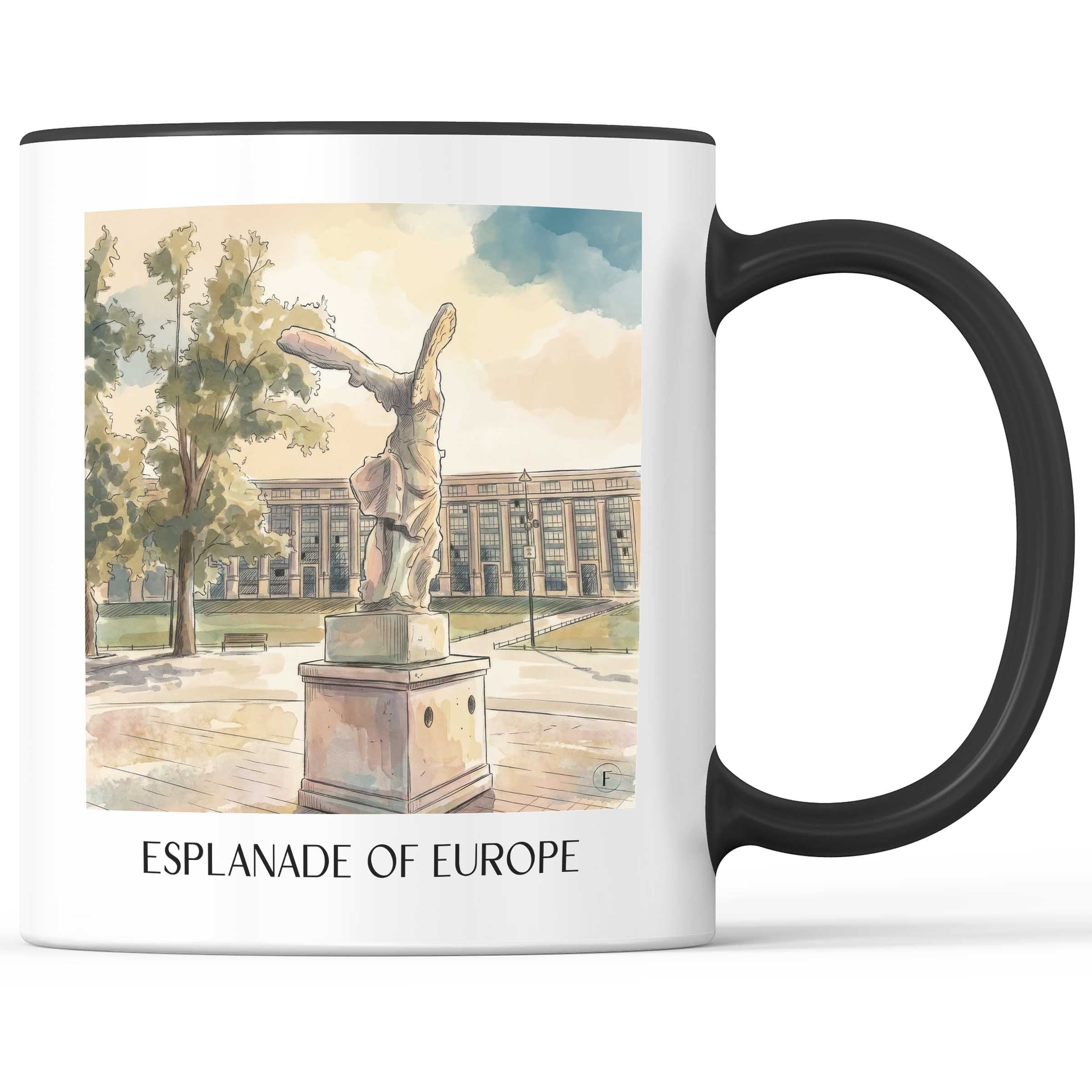 Esplanade de l'Europe Kaffeebecher - Montpellier - Frankreich Becher - Kaffeetasse im Aquarell Stil