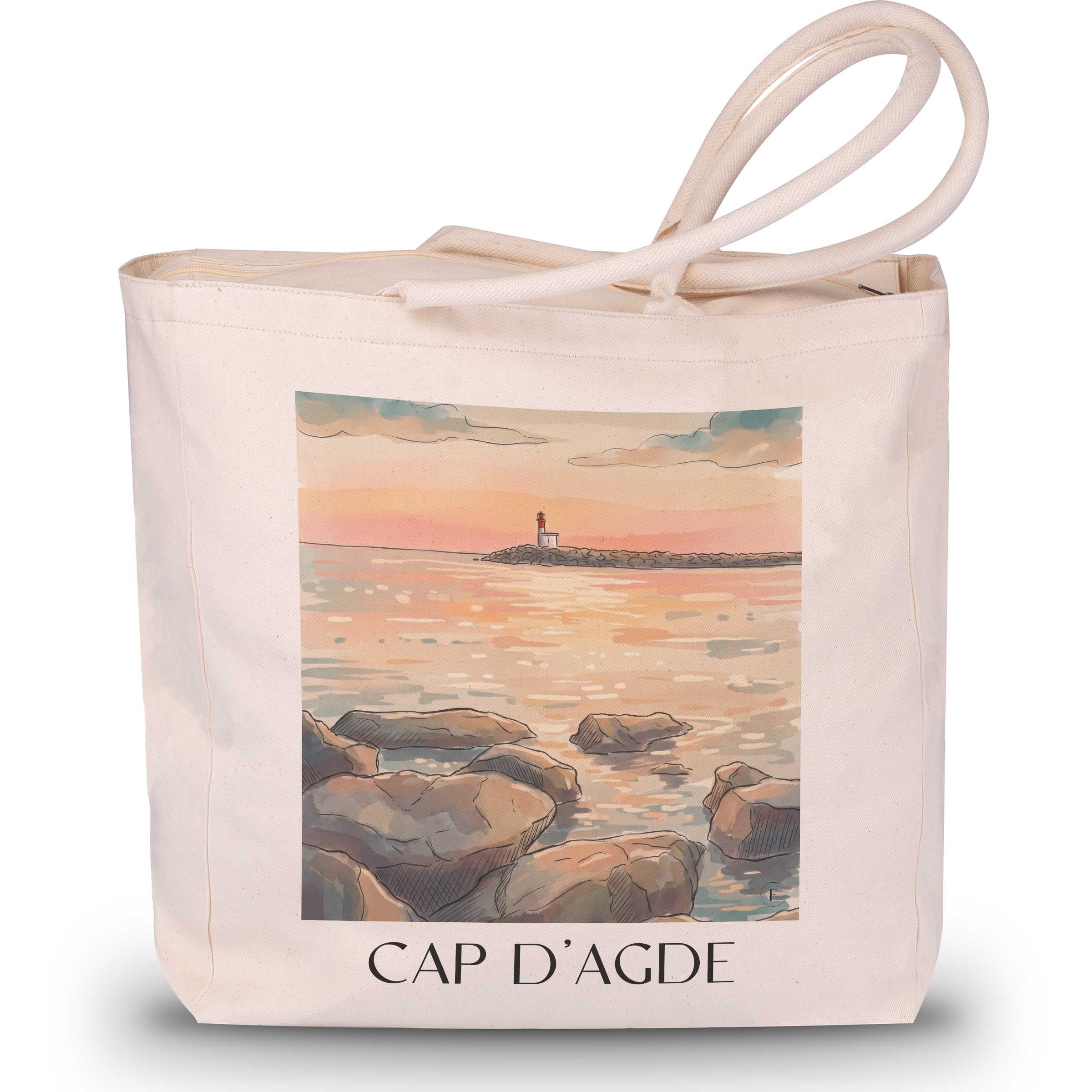 cap-d'agde-okzitanien-frankreich-einkaufstasche-aquarell