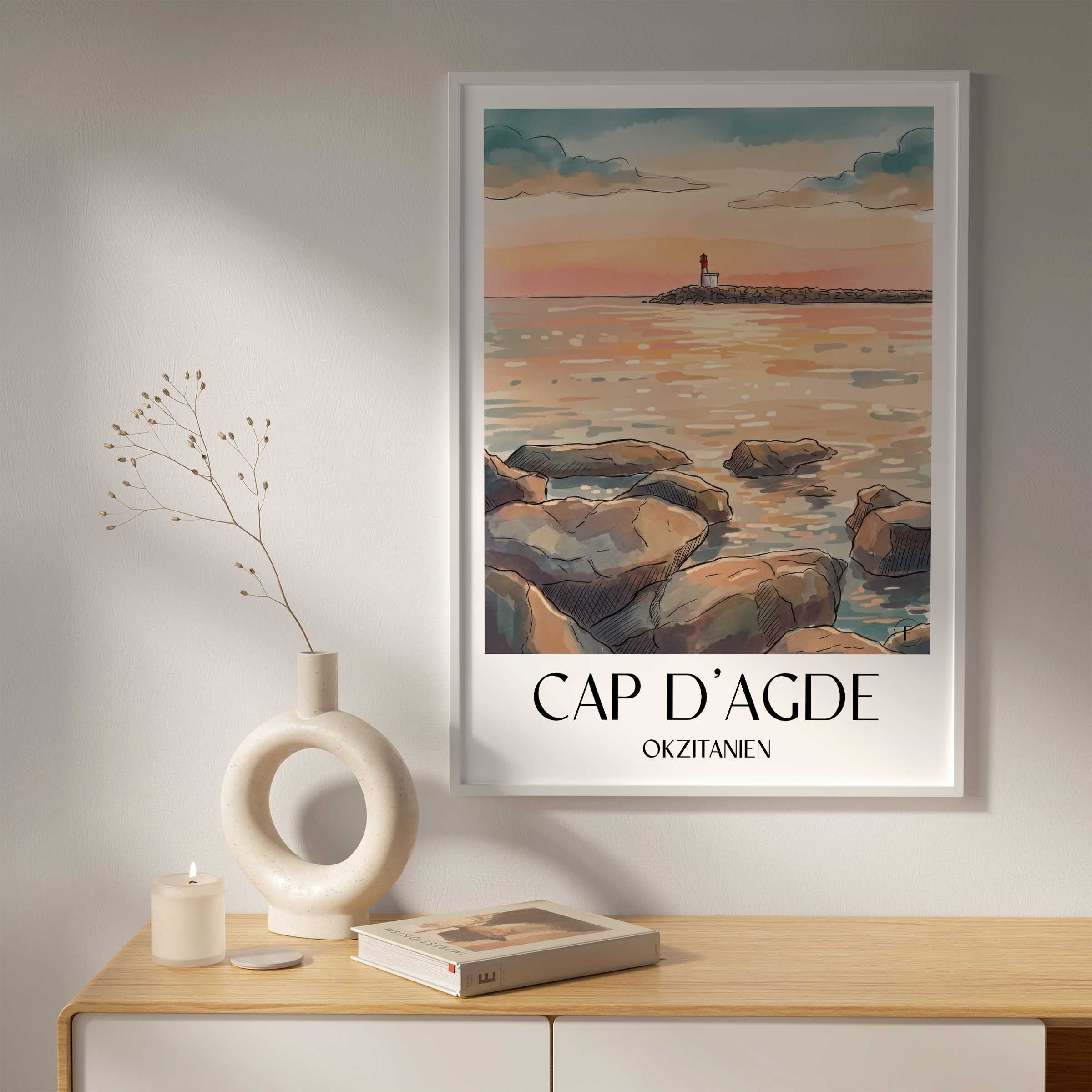cap-d'agde-okzitanien-frankreich-poster-aquarell