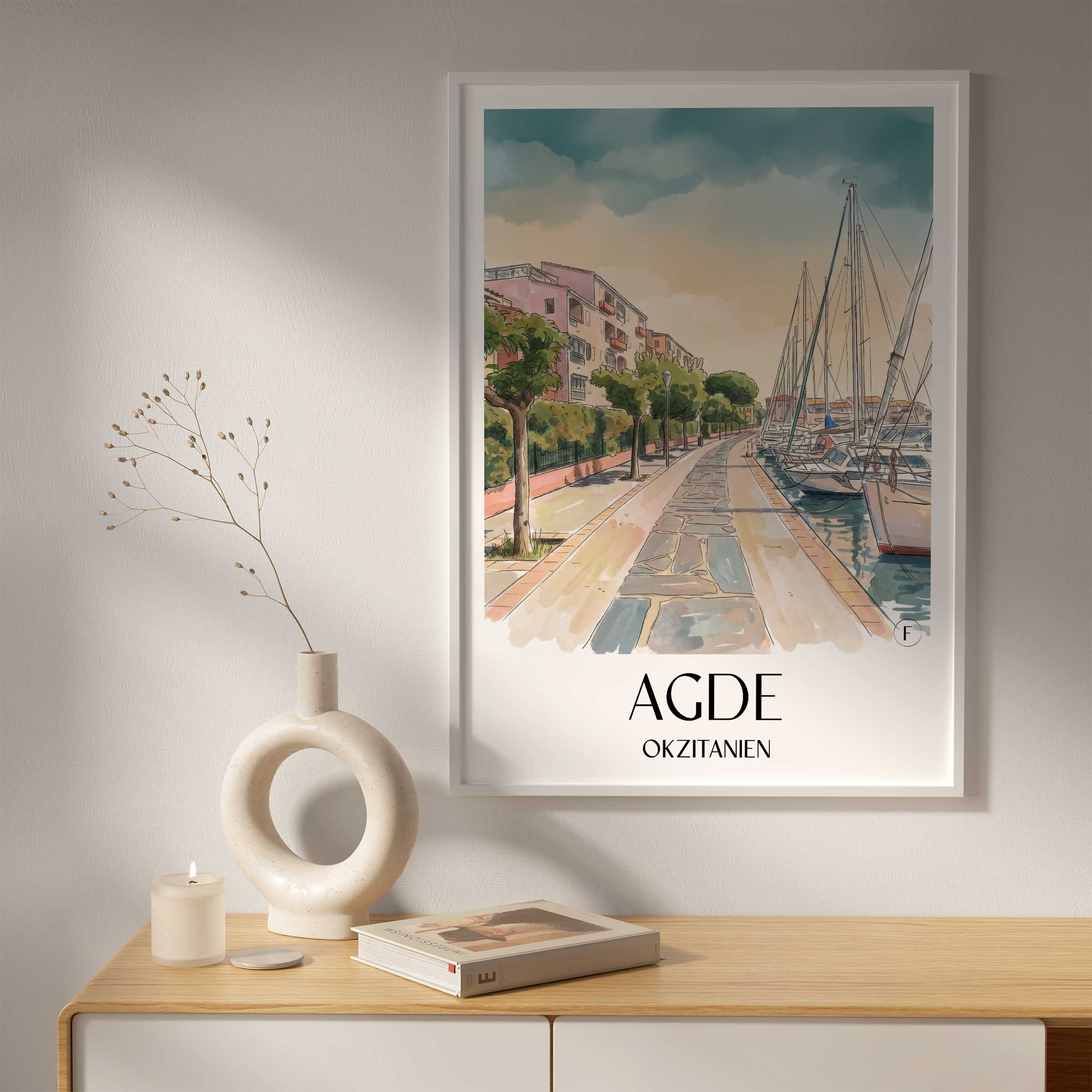 agde-okzitanien-frankreich-poster-aquarell