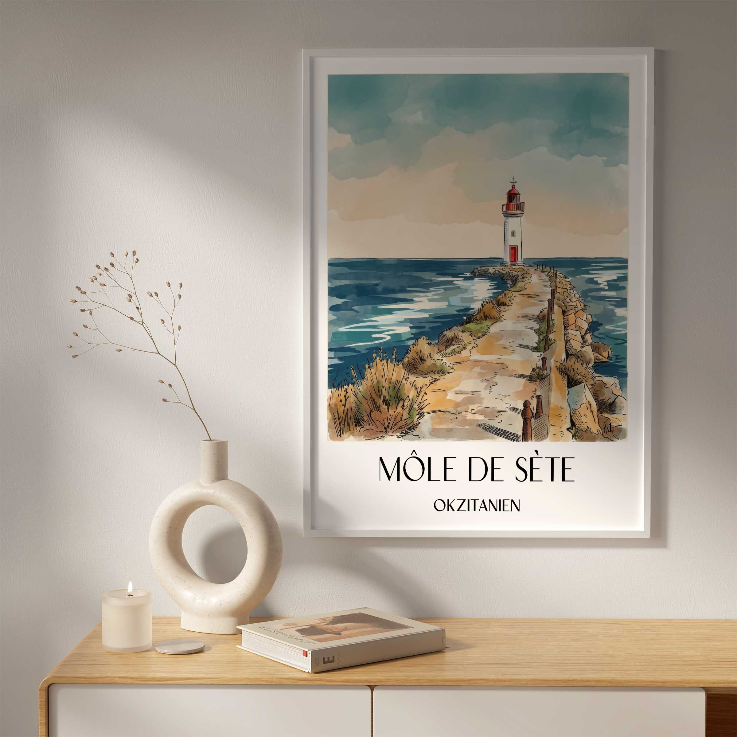 môle-de-sète-okzitanien-frankreich-poster-aquarell