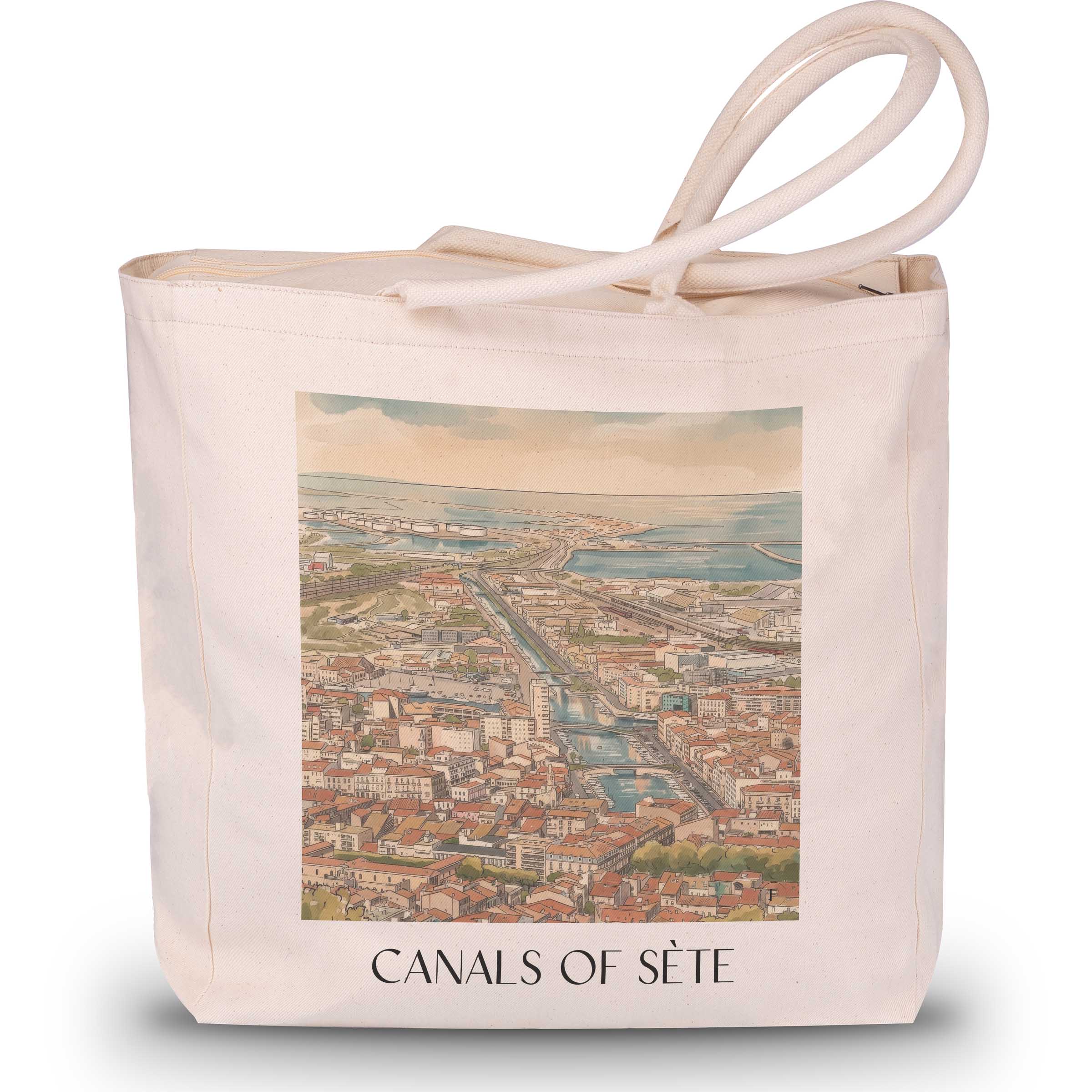 Canaux de Sète Shopping Tasche - Okzitanien - Frankreich Tote Bag - Einkaufstasche im Aquarell Stil