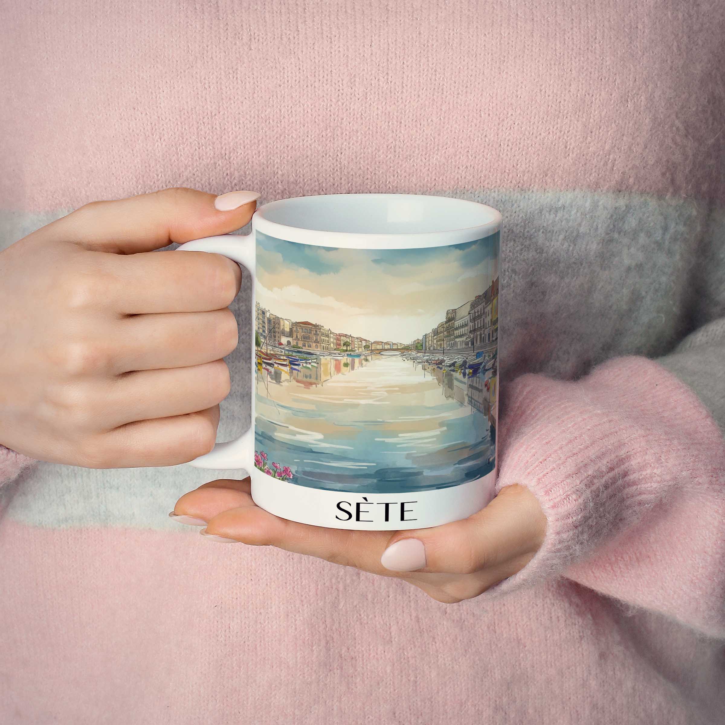 sète-okzitanien-frankreich-kaffeebecher-aquarell