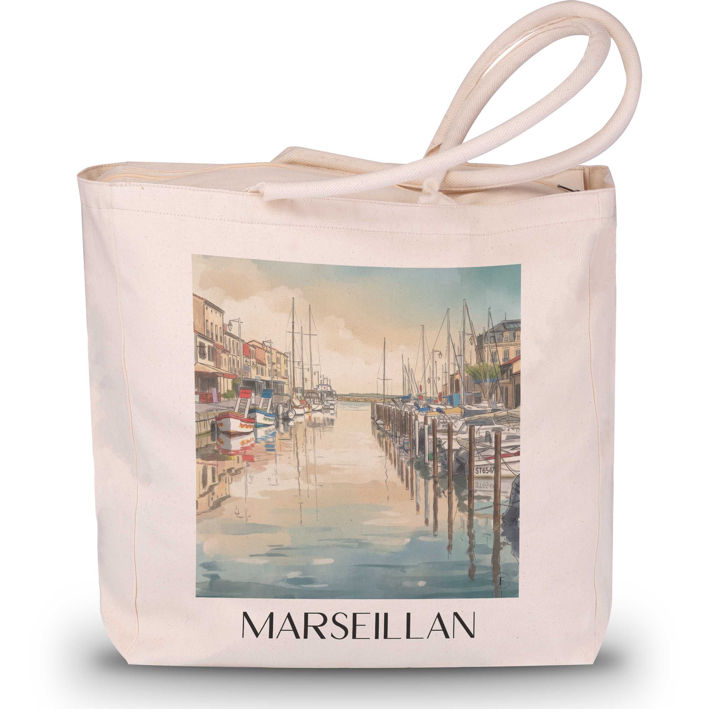 Marseillan Shopping Tasche - Bassin de Thau - Frankreich Tote Bag - Einkaufstasche im Aquarell Stil
