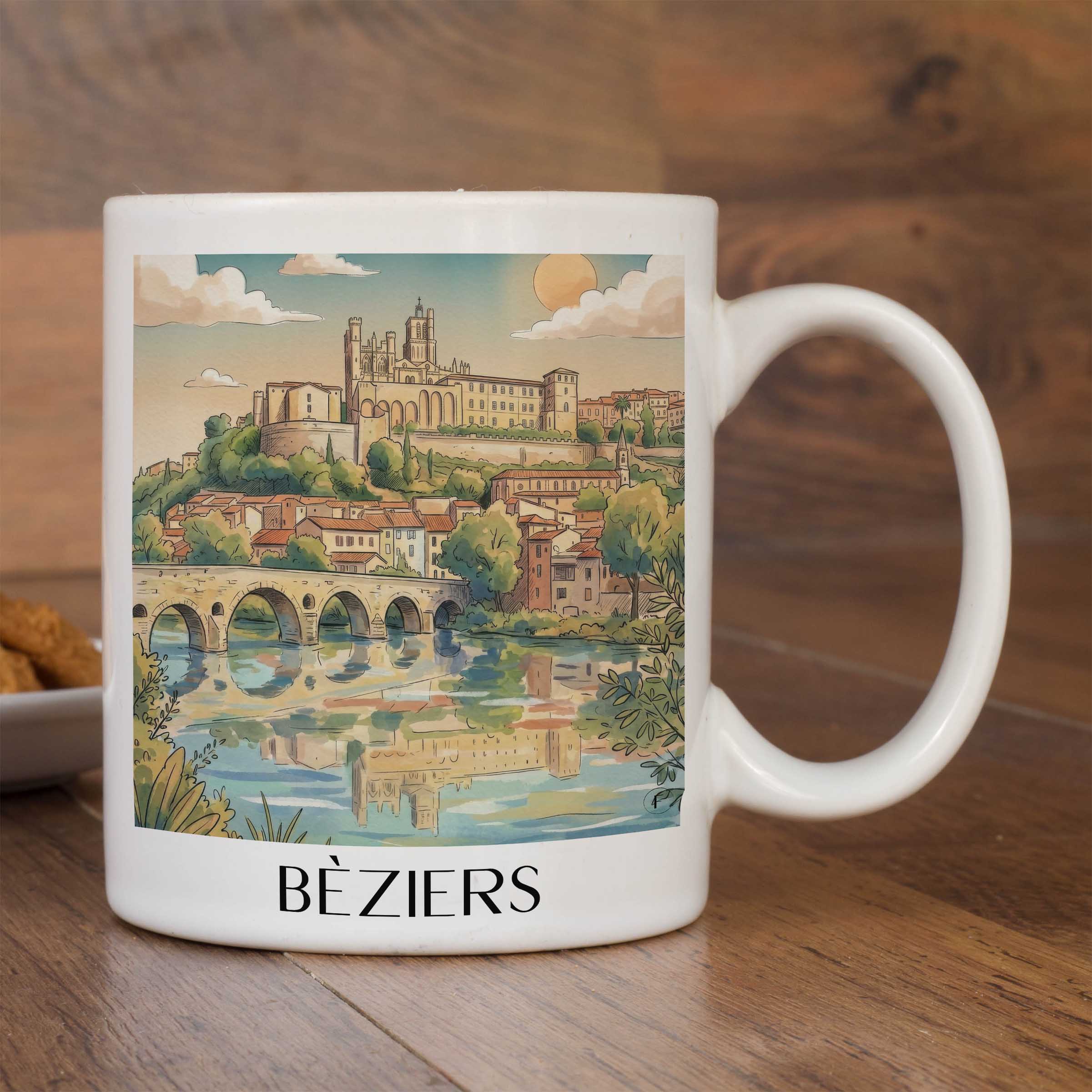 bèziers-okzitanien-frankreich-kaffeebecher-aquarell