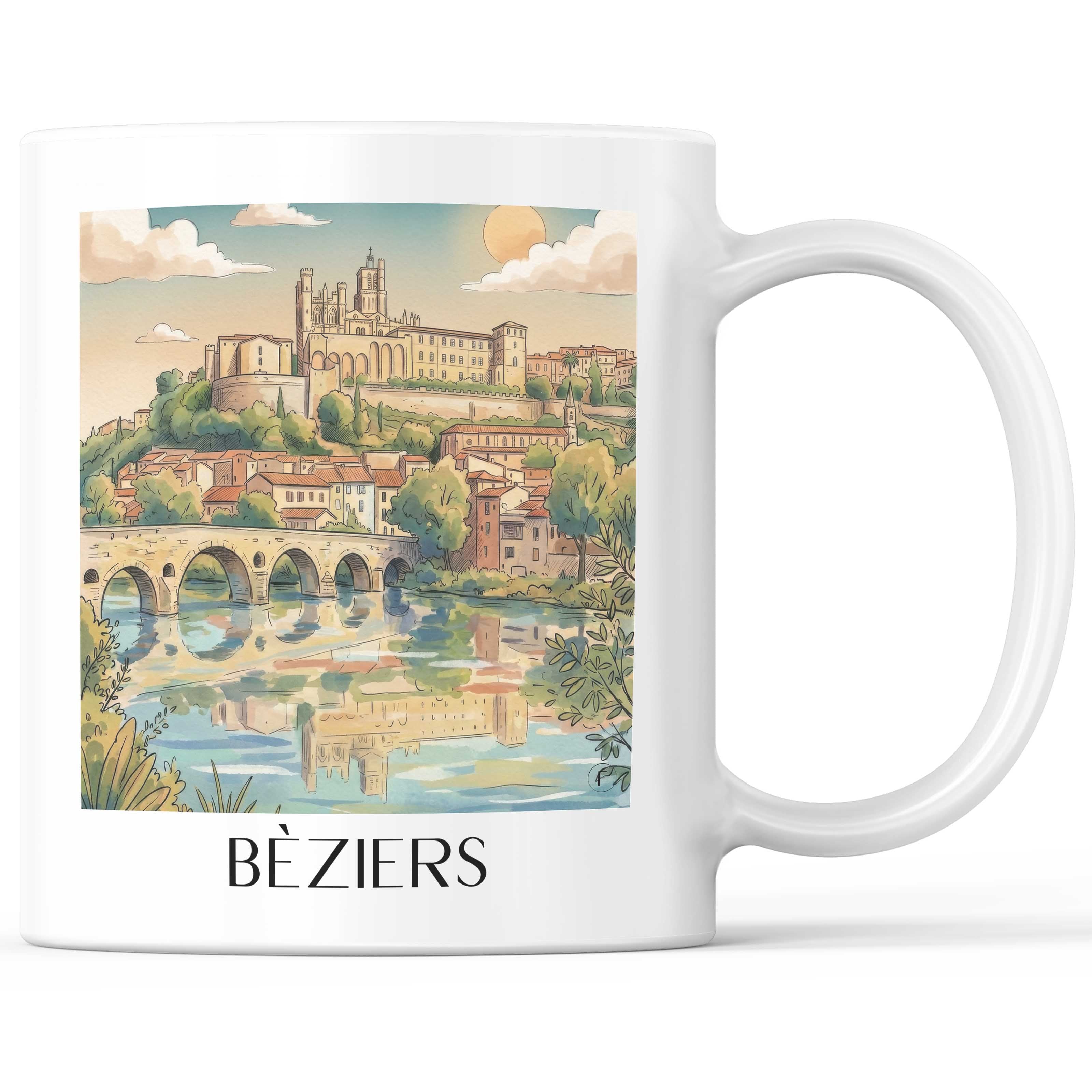 bèziers-okzitanien-frankreich-kaffeebecher-aquarell