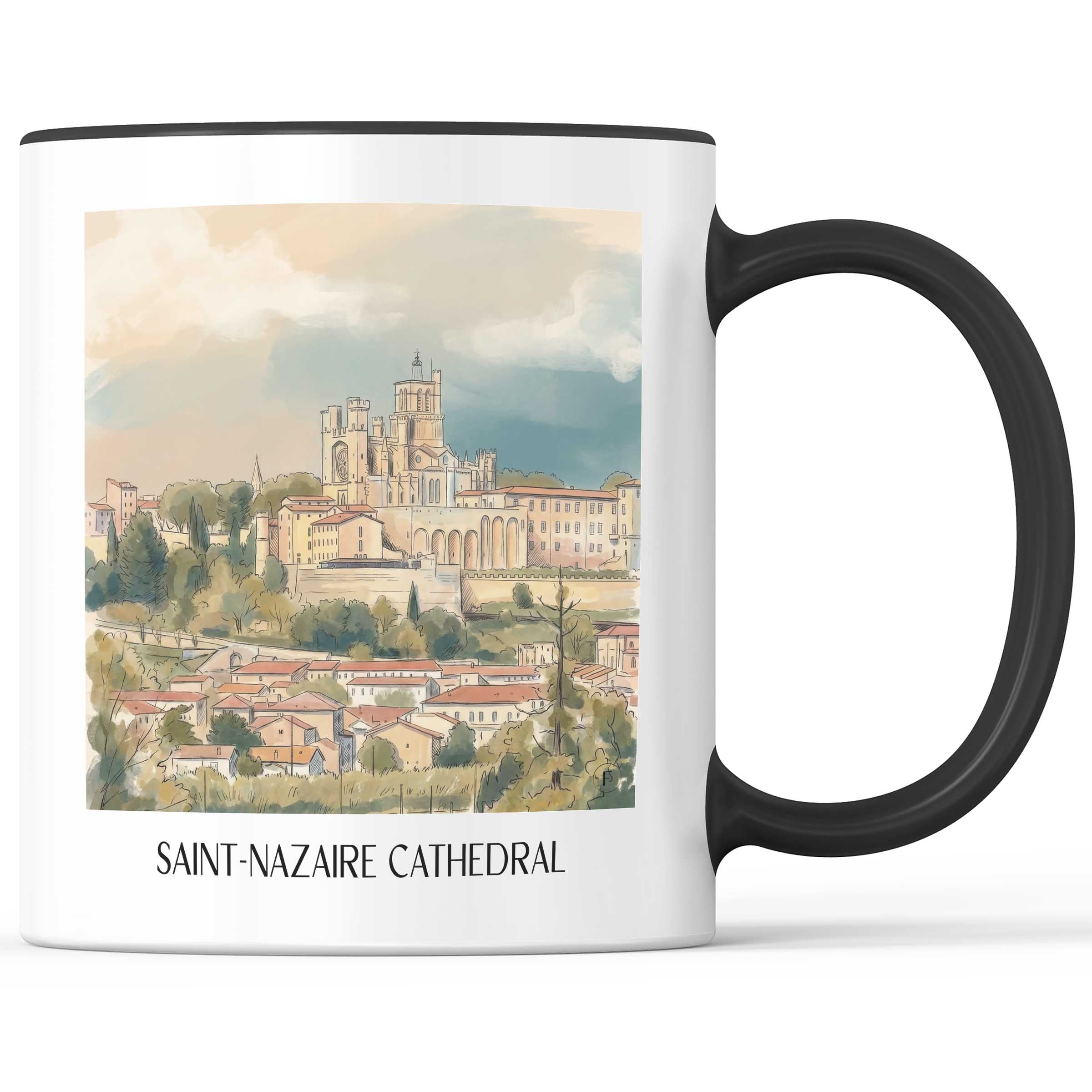 Cathédrale Saint-Nazaire Kaffeebecher - Bèziers - Frankreich Becher - Kaffeetasse im Aquarell Stil