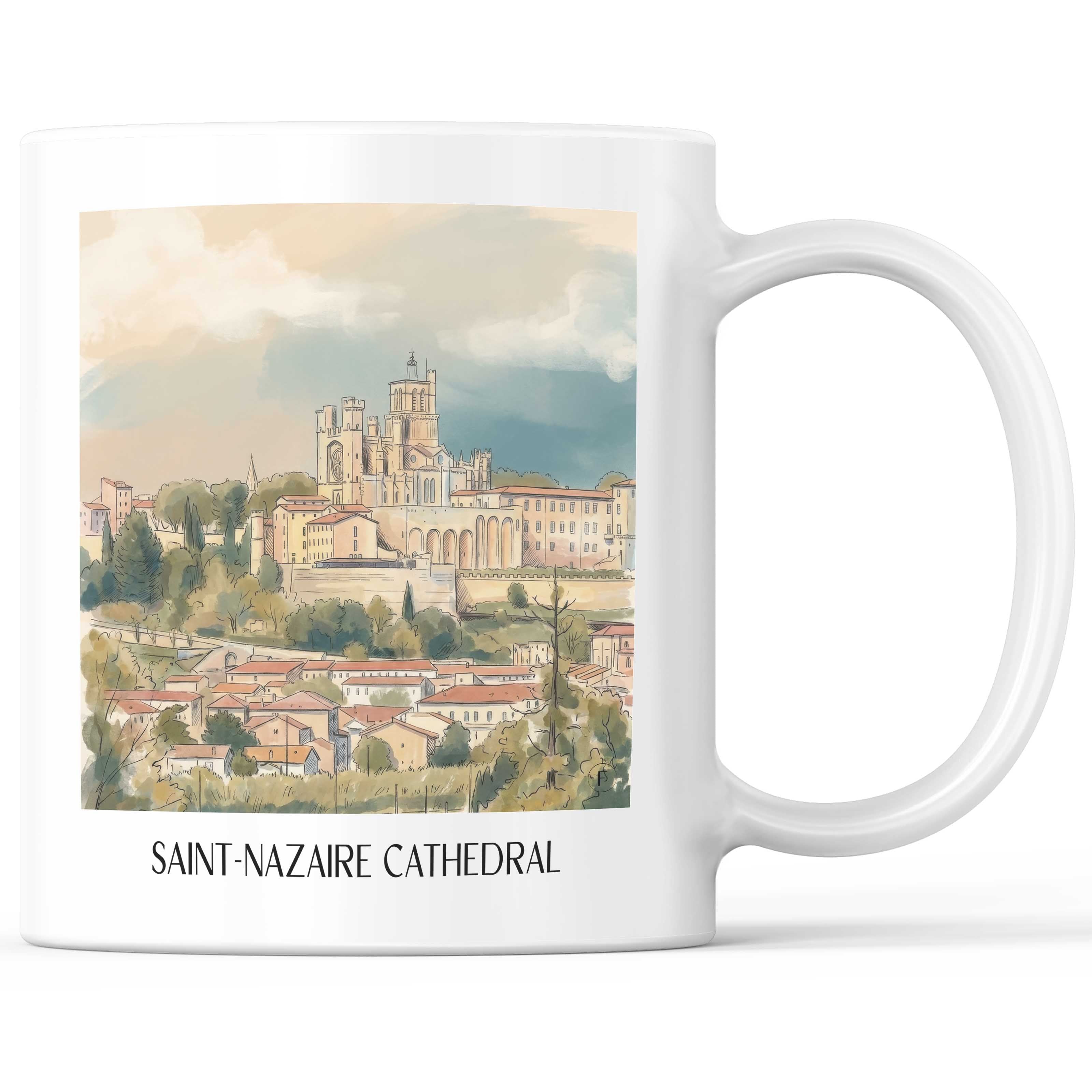 Cathédrale Saint-Nazaire Kaffeebecher - Bèziers - Frankreich Becher - Kaffeetasse im Aquarell Stil