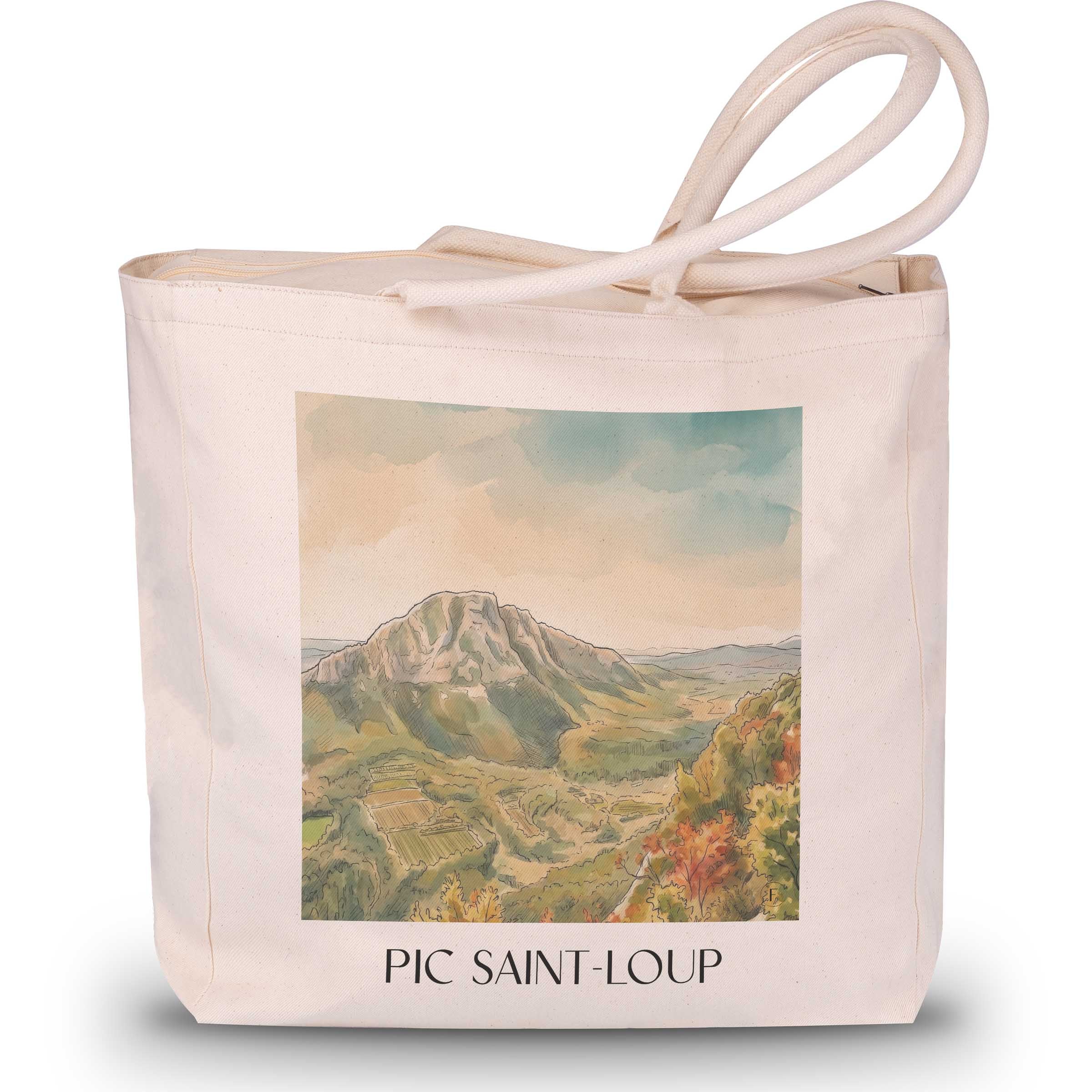pic-saint-loup-okzitanien-frankreich-einkaufstasche-aquarell