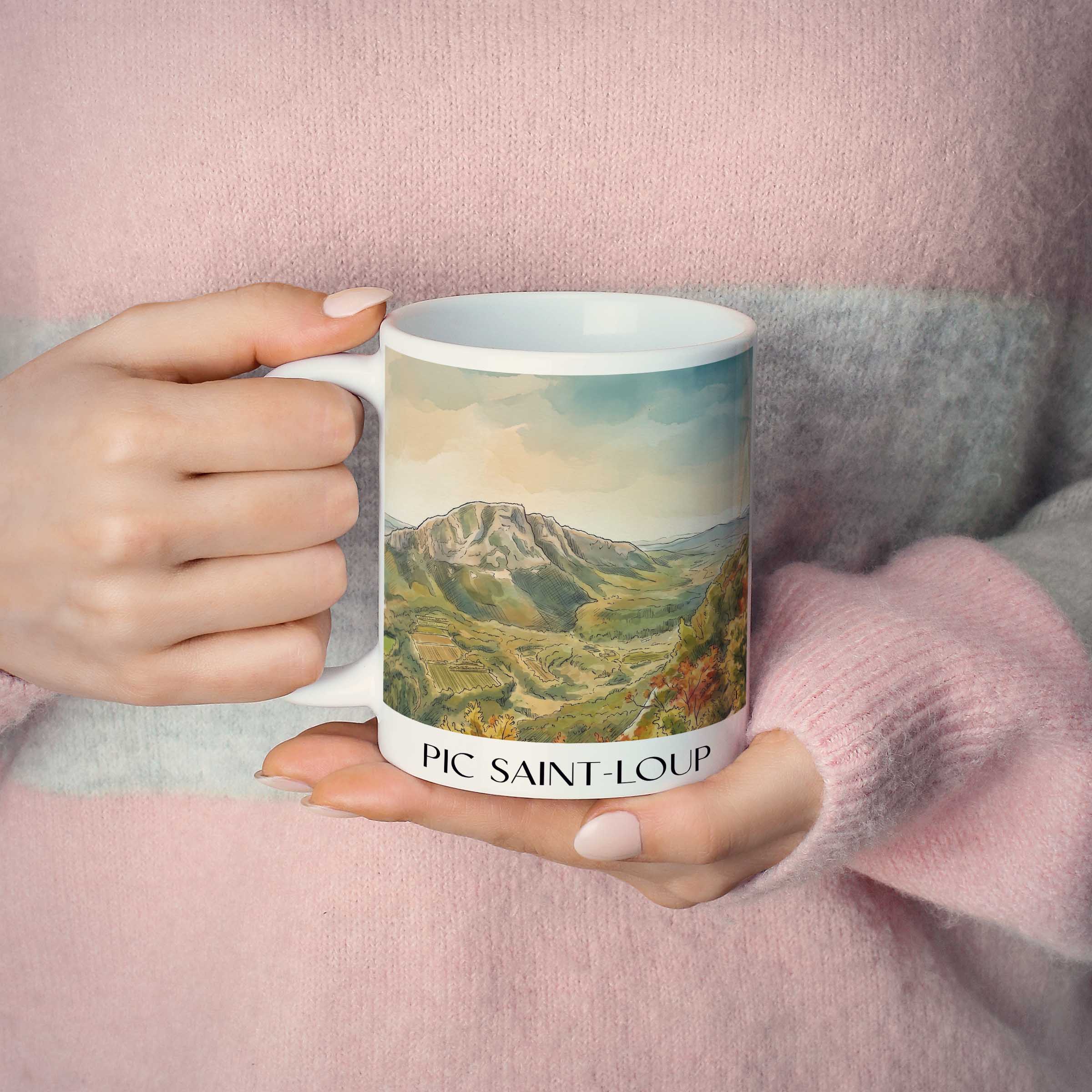 pic-saint-loup-okzitanien-frankreich-kaffeebecher-aquarell