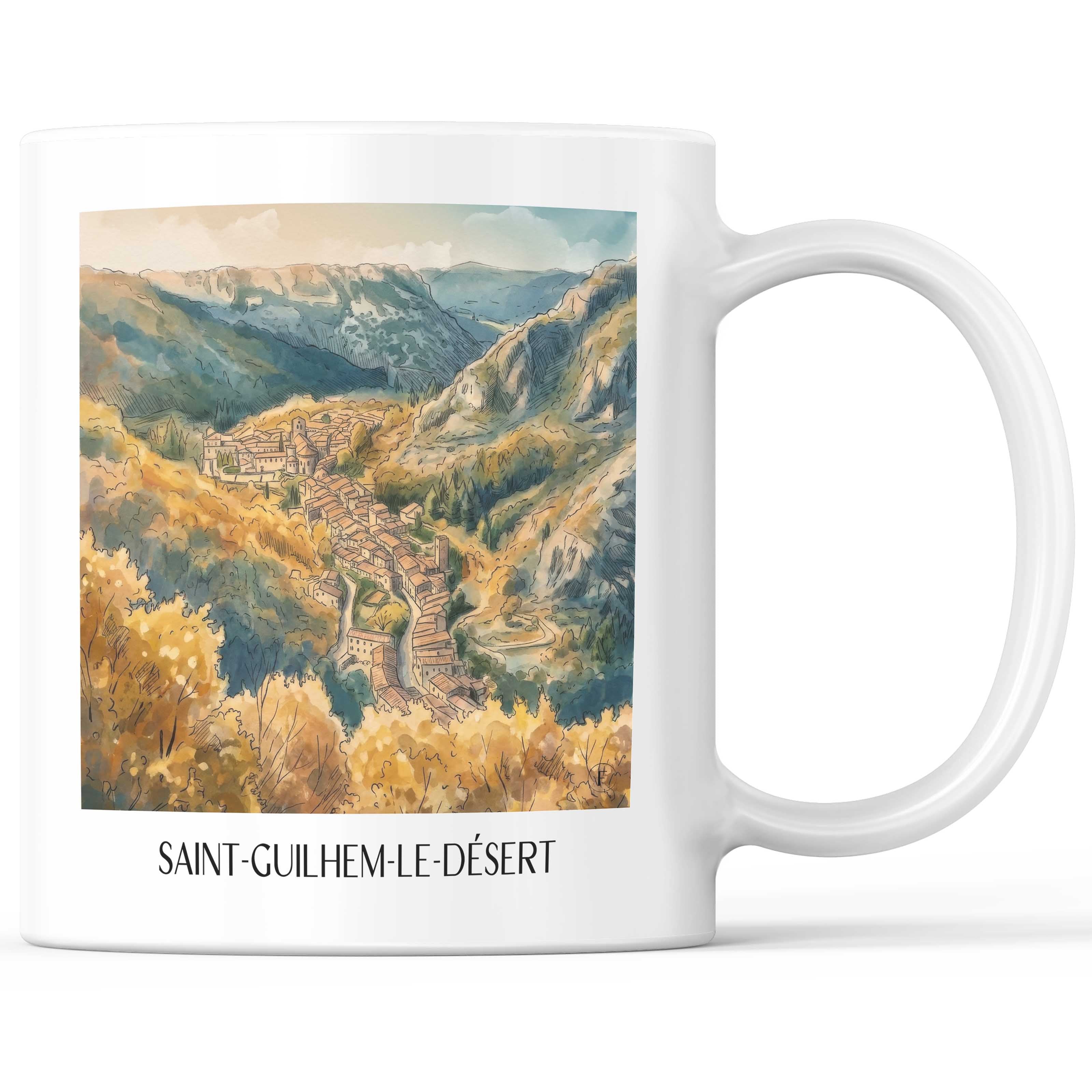 saint-guilhem-le-désert-okzitanien-frankreich-kaffeebecher-aquarell