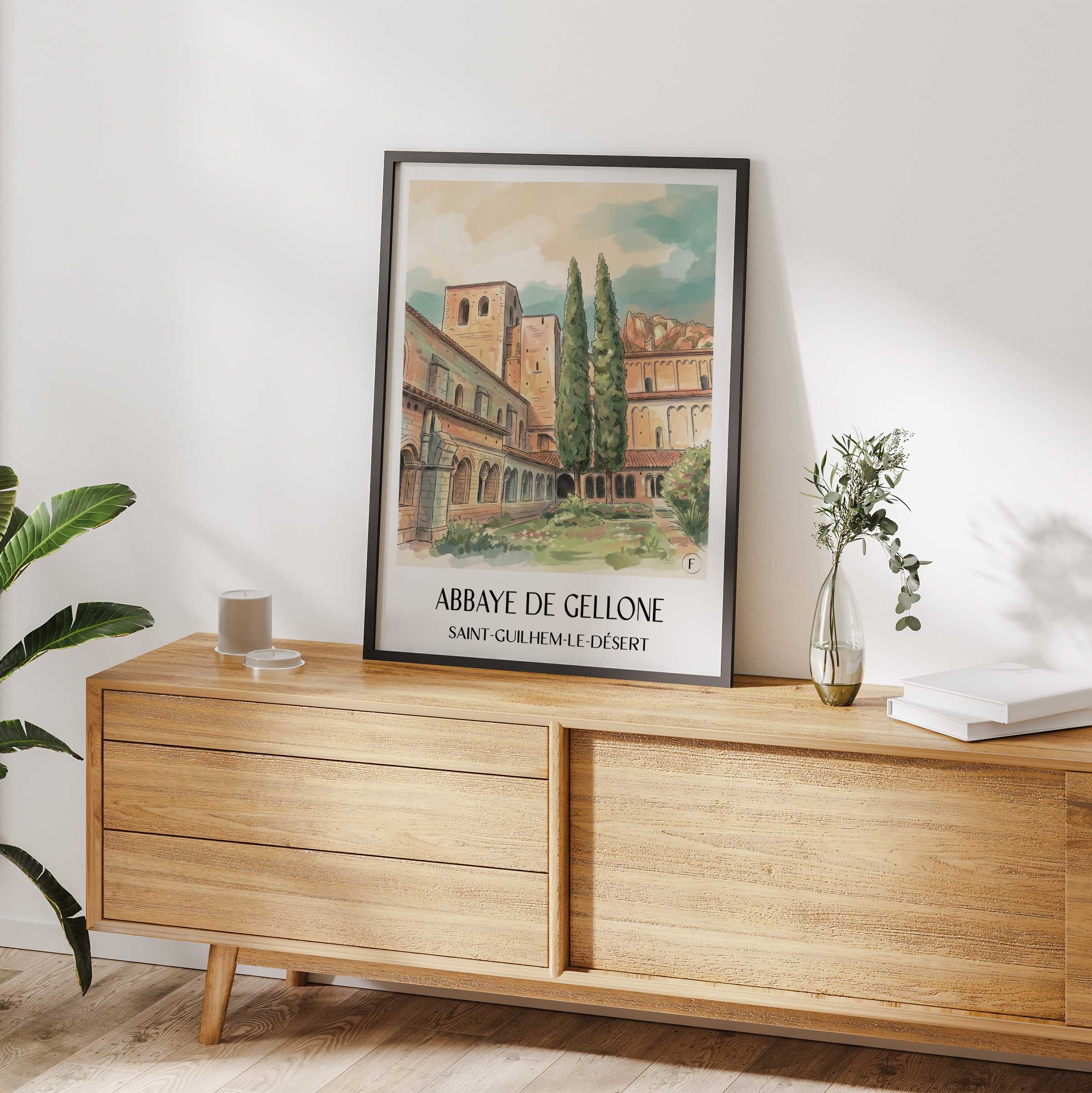 abbaye-de-gellone-saint-guilhem-le-désert-frankreich-poster-aquarell