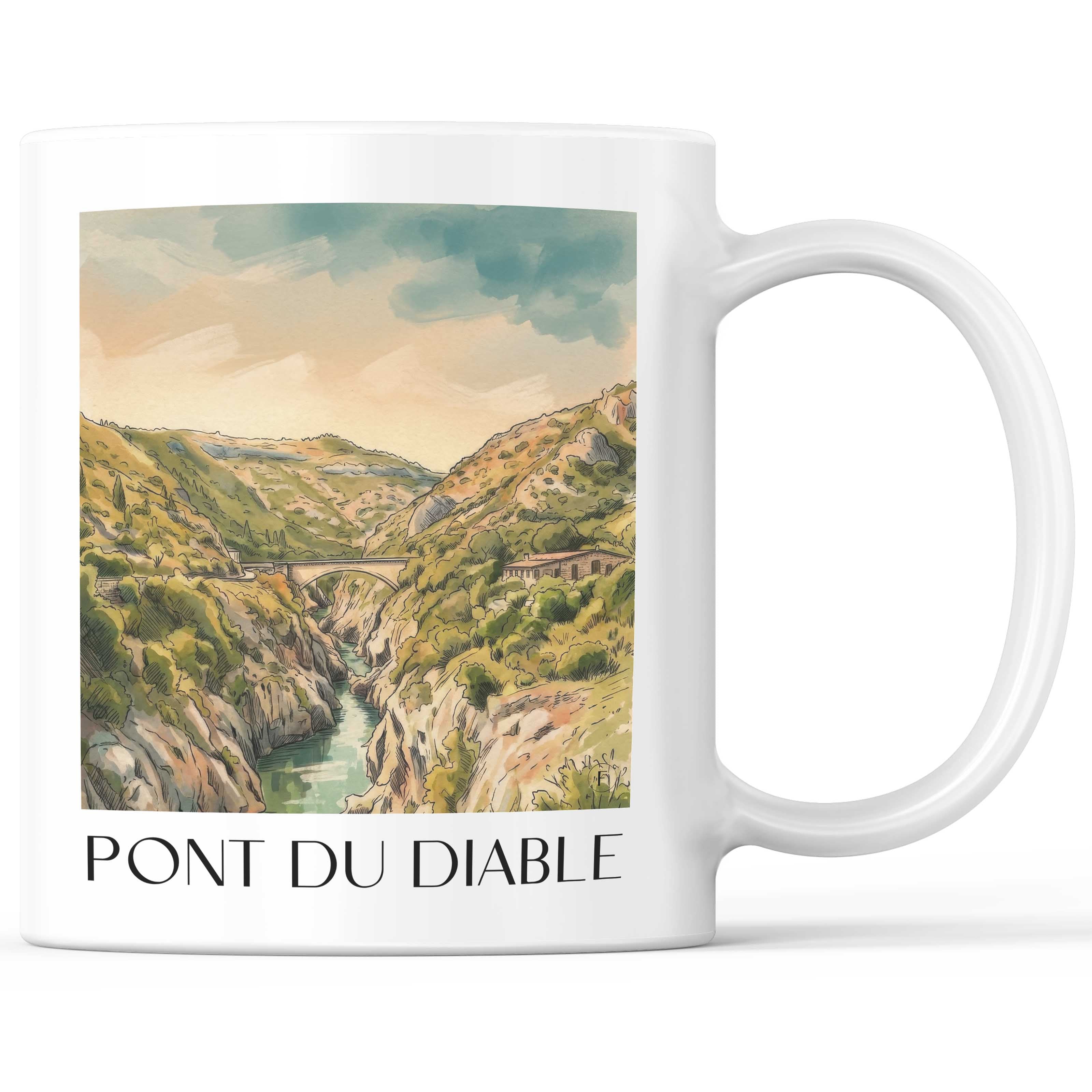 pont-du-diable-saint-guilhem-le-désert-frankreich-kaffeebecher-aquarell