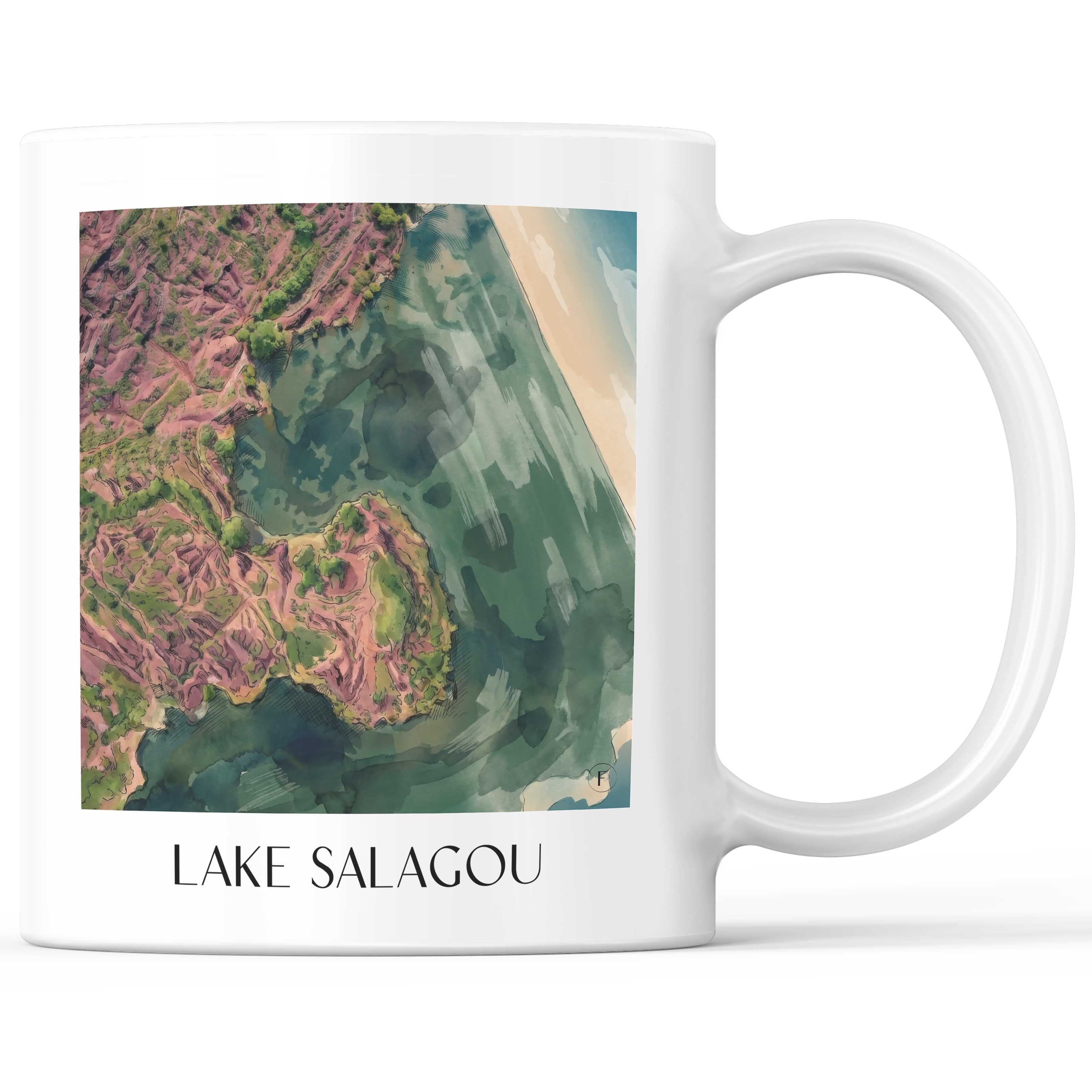 Lac du Salagou Kaffeebecher - Okzitanien - Frankreich Becher - Kaffeetasse im Aquarell Stil