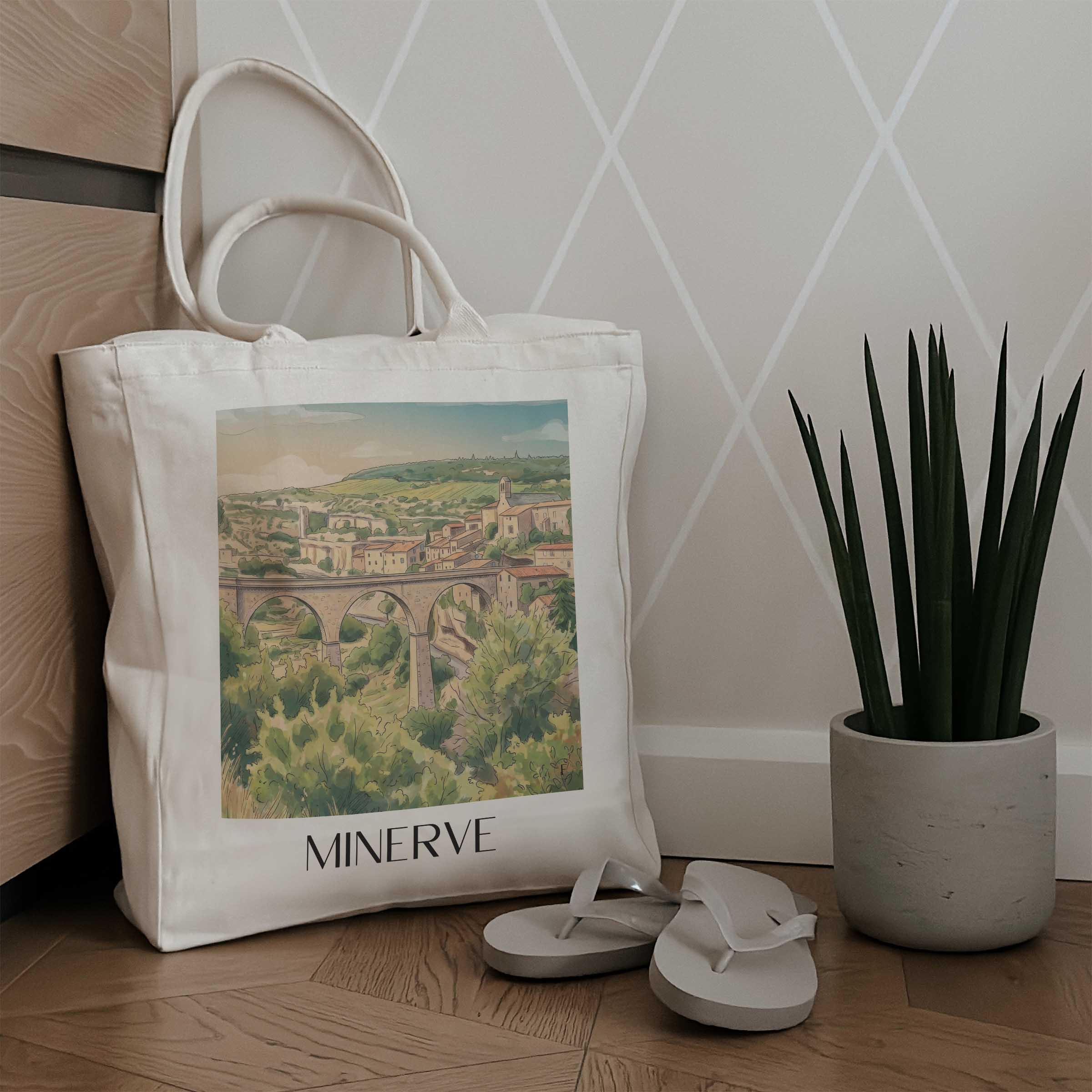minerve--minervois-frankreich-einkaufstasche-aquarell
