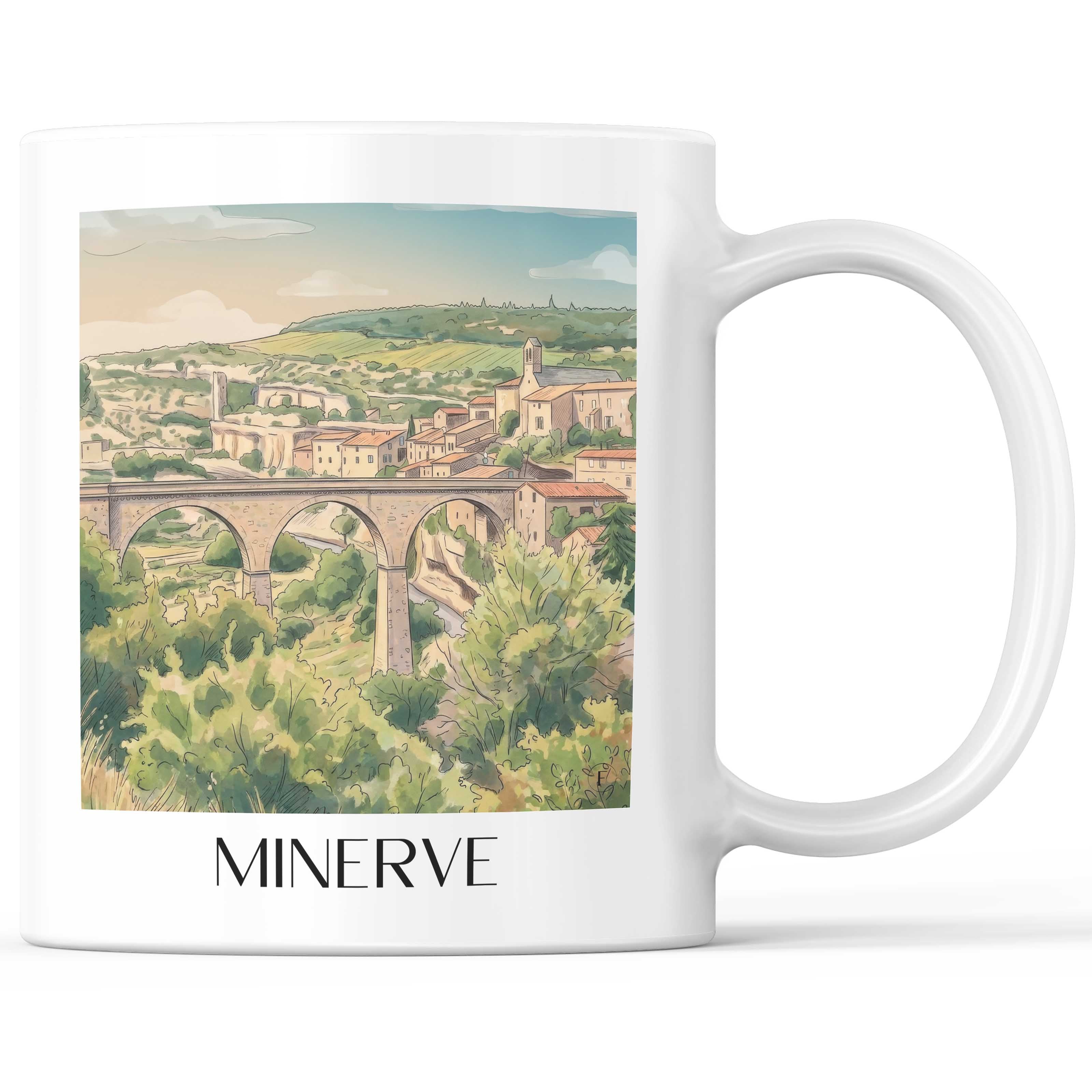 Minerve Kaffeebecher - Minervois - Frankreich Becher - Kaffeetasse im Aquarell Stil