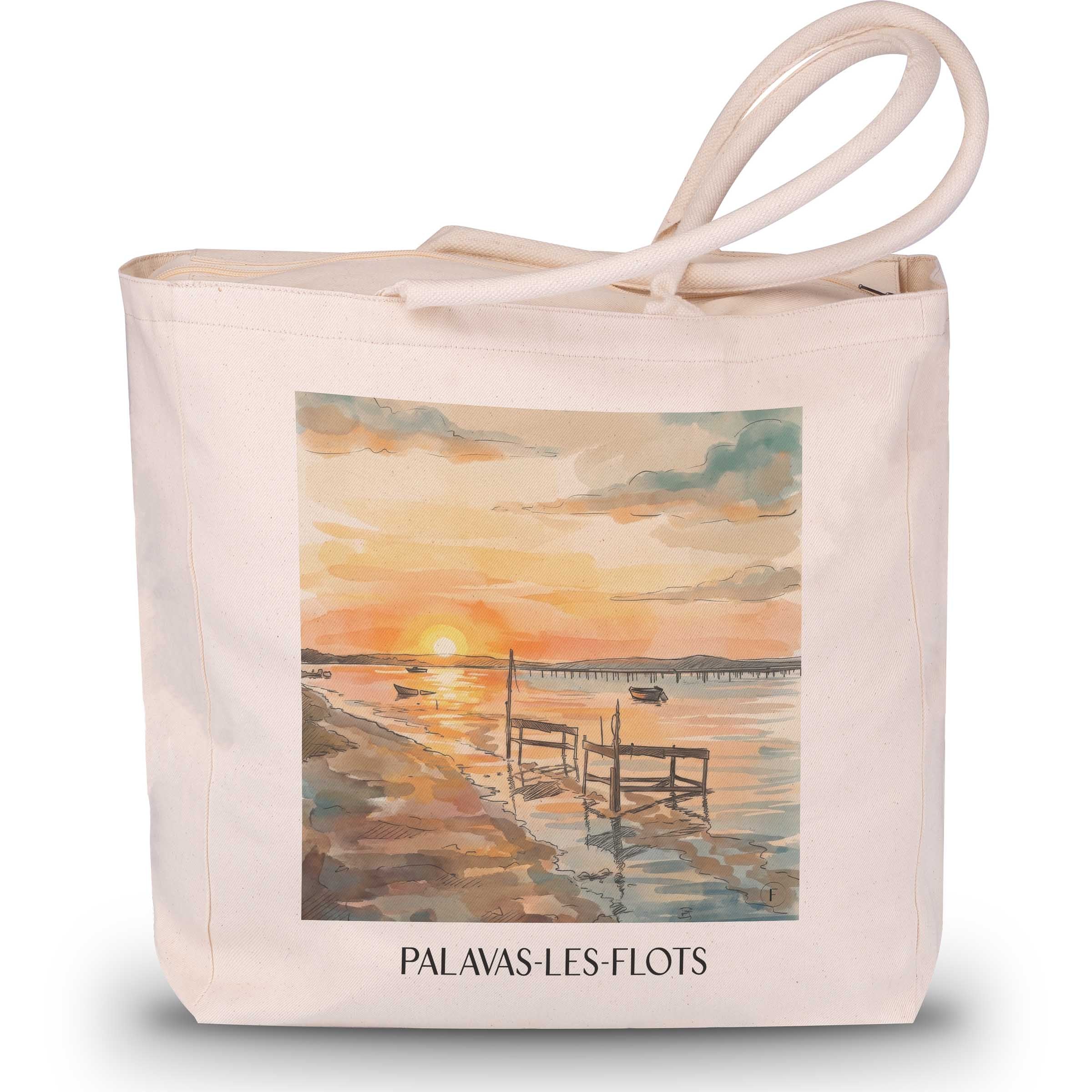 palavas-les-flots-okzitanien-frankreich-einkaufstasche-aquarell
