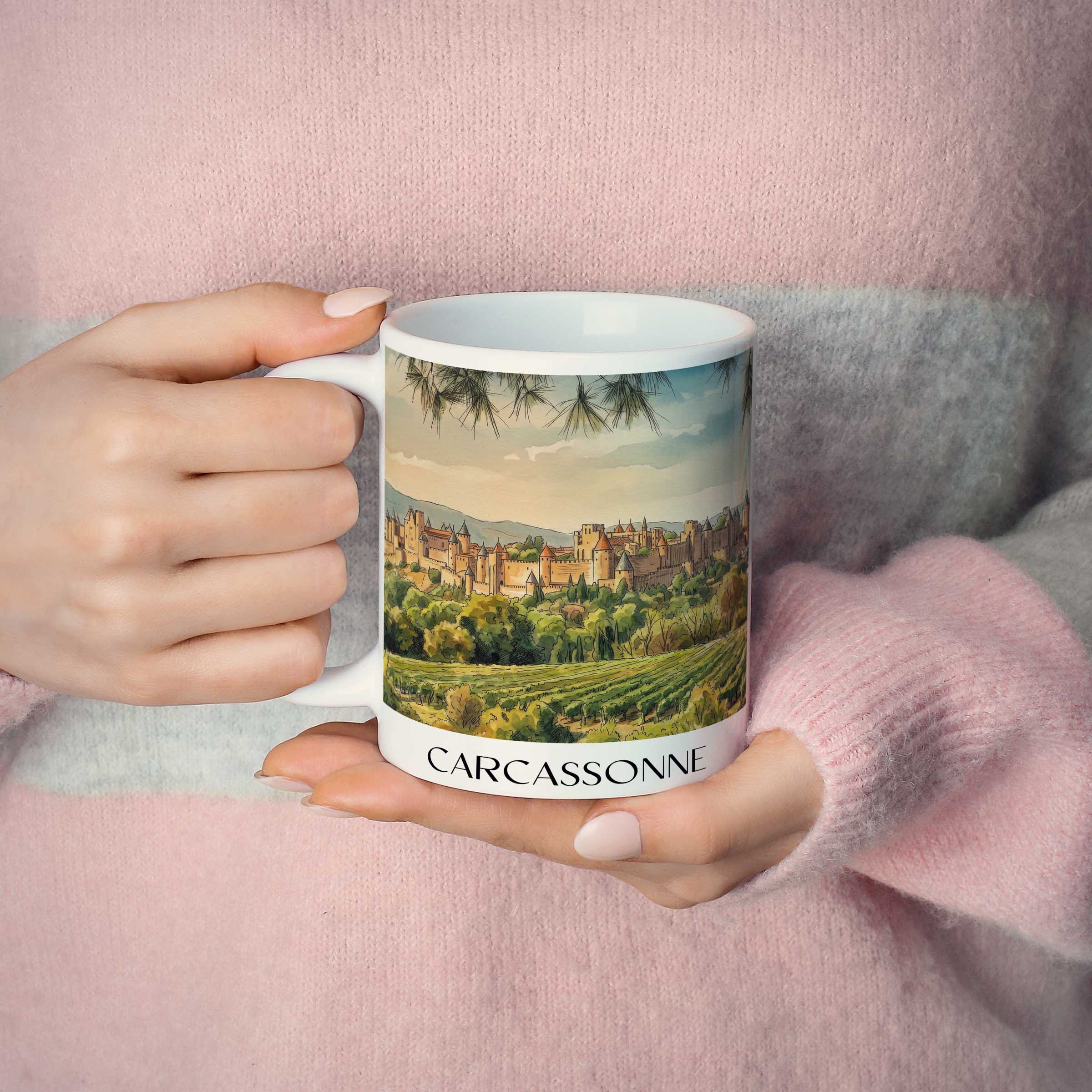 carcassonne-okzitanien-frankreich-kaffeebecher-aquarell