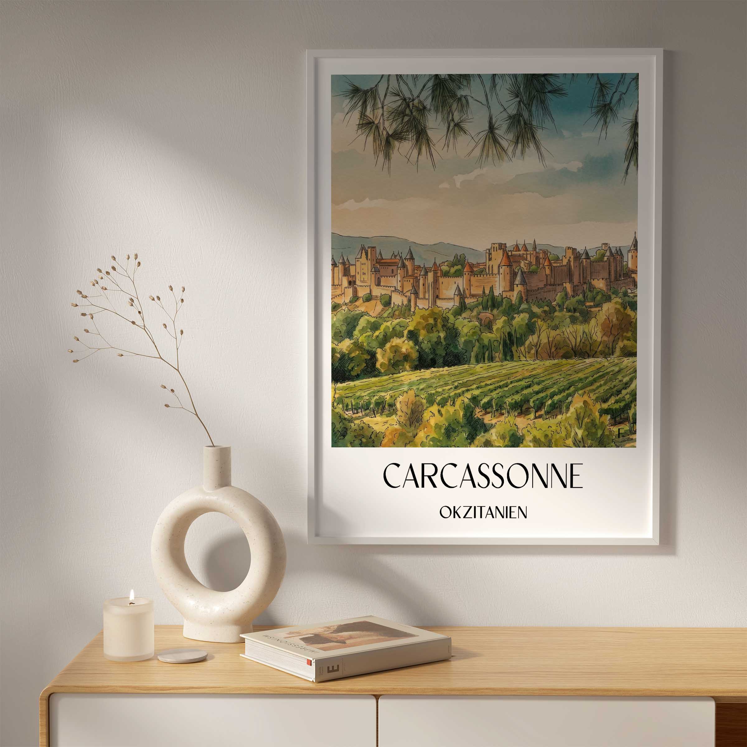 carcassonne-okzitanien-frankreich-poster-aquarell