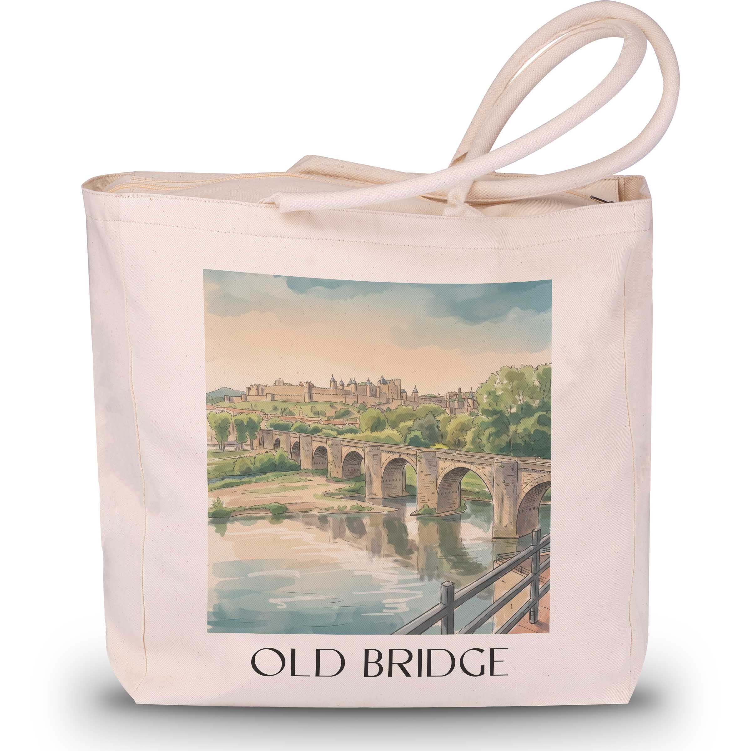 Pont Vieux Shopping Tasche - Carcassonne - Frankreich Tote Bag - Einkaufstasche im Aquarell Stil
