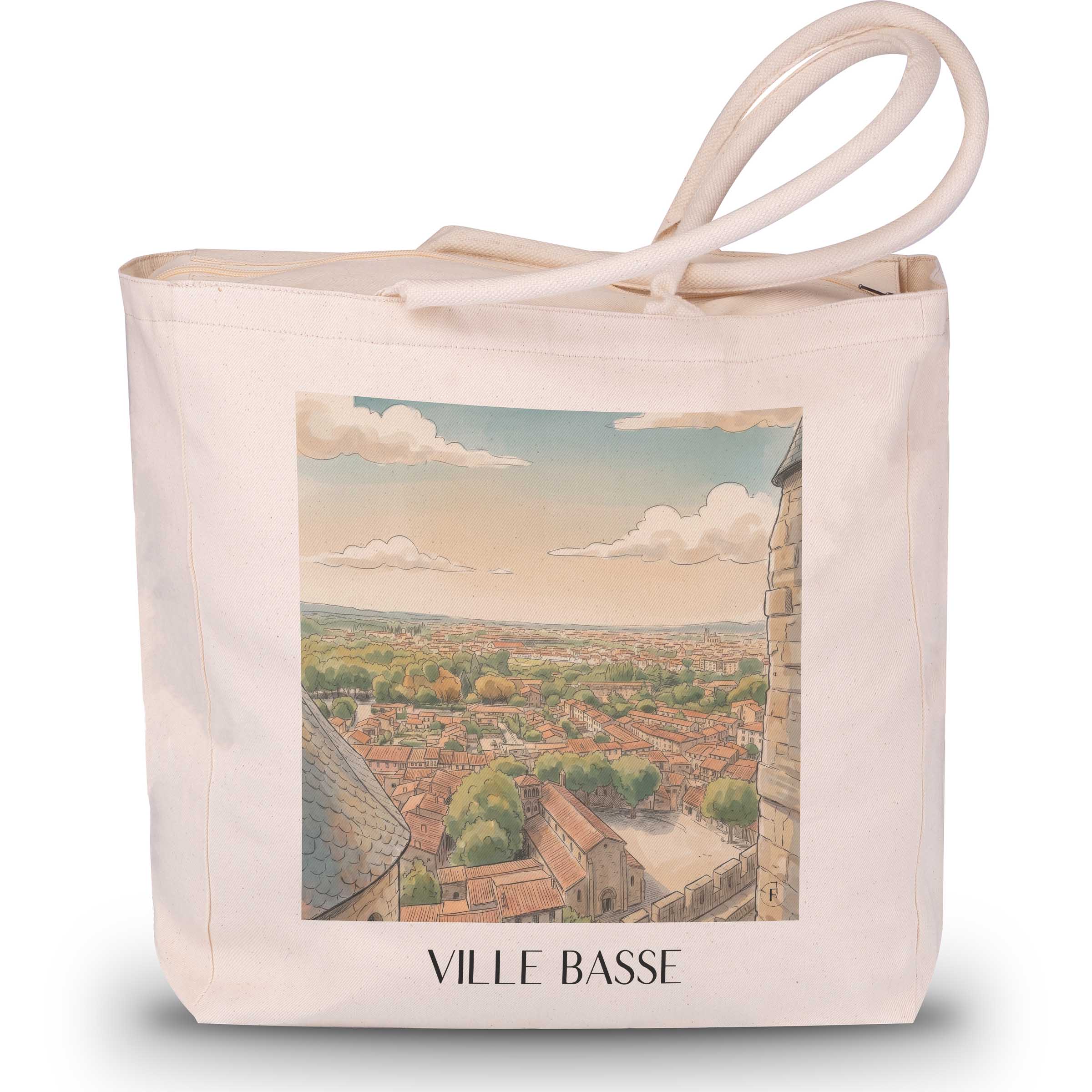 ville-basse-carcassonne-frankreich-einkaufstasche-aquarell