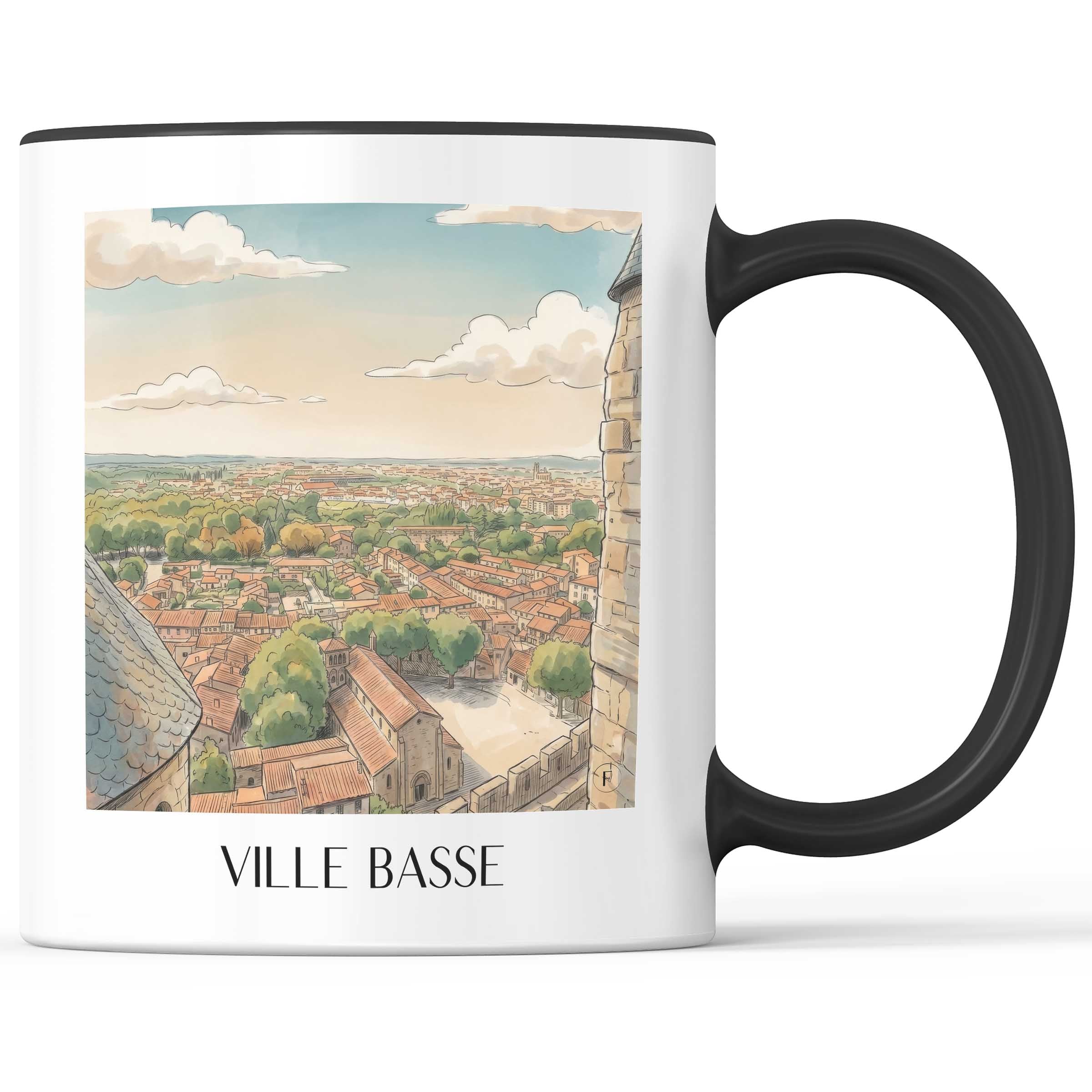 ville-basse-carcassonne-frankreich-kaffeebecher-aquarell