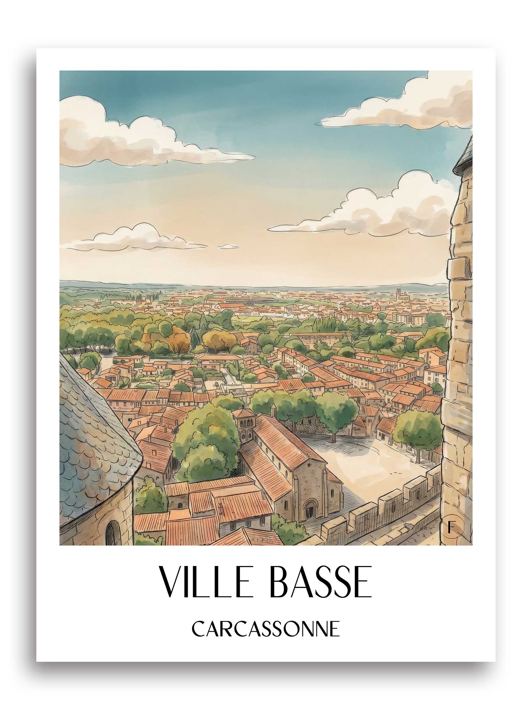 ville-basse-carcassonne-frankreich-poster-aquarell