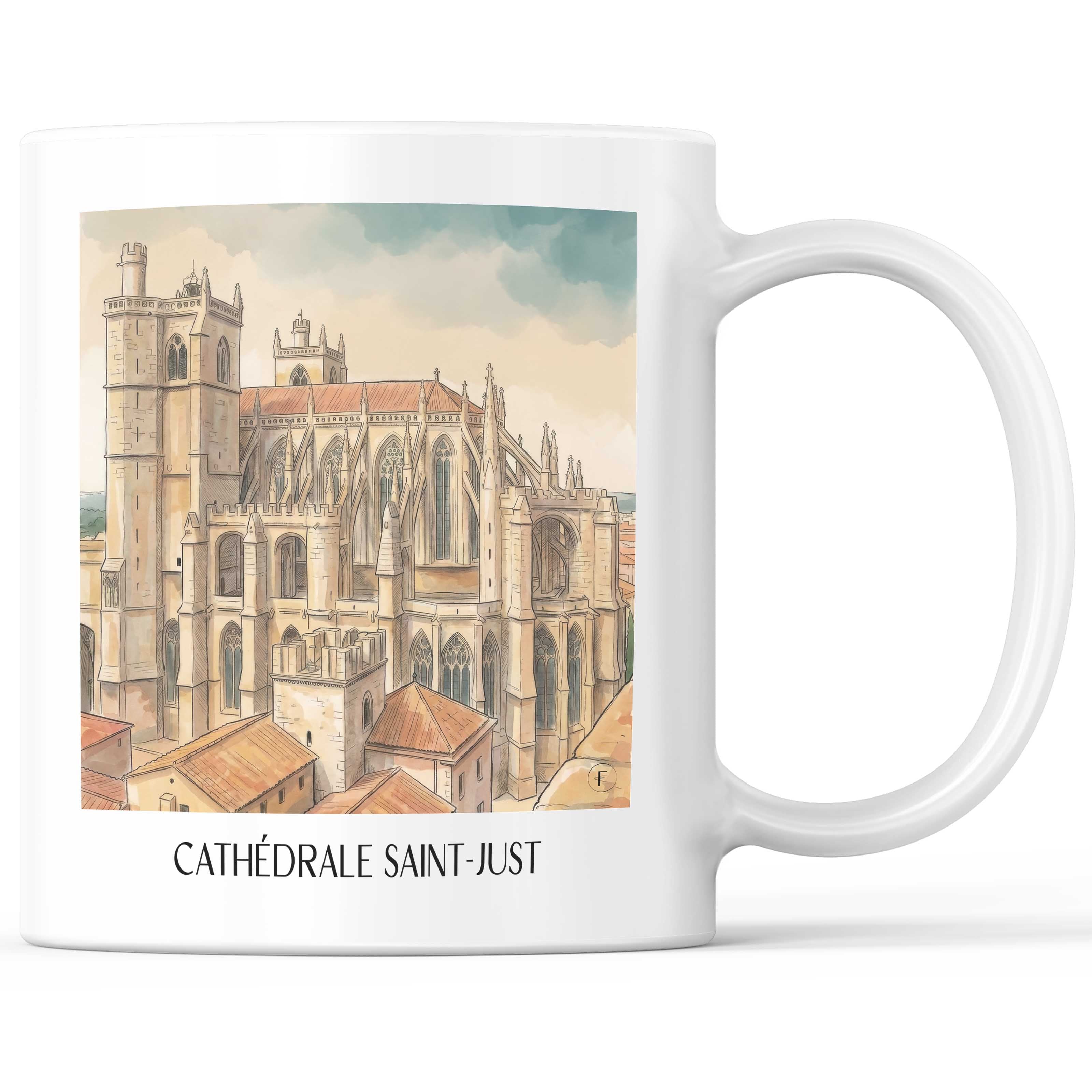 cathédrale-saint-just-narbonne-frankreich-kaffeebecher-aquarell