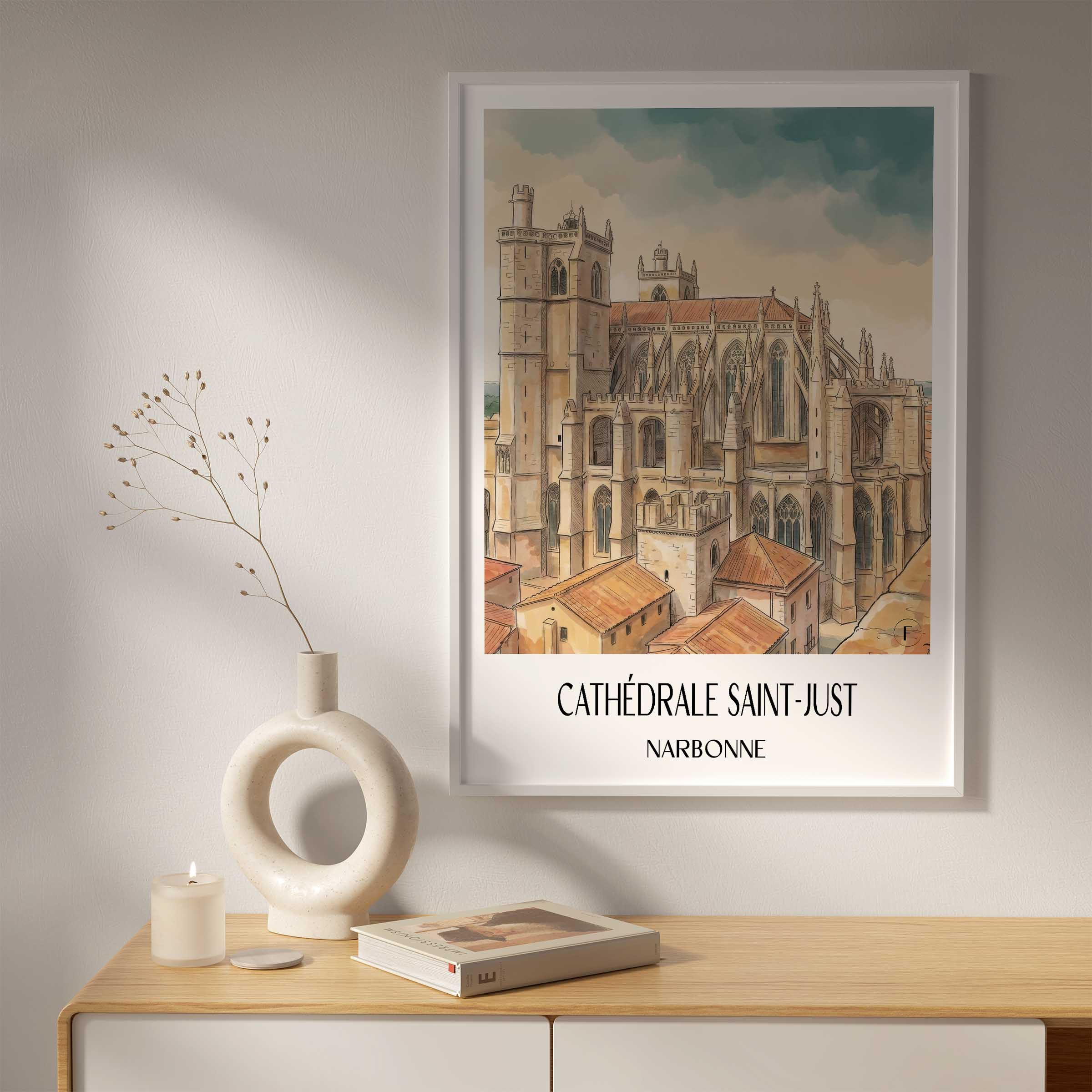 cathédrale-saint-just-narbonne-frankreich-poster-aquarell