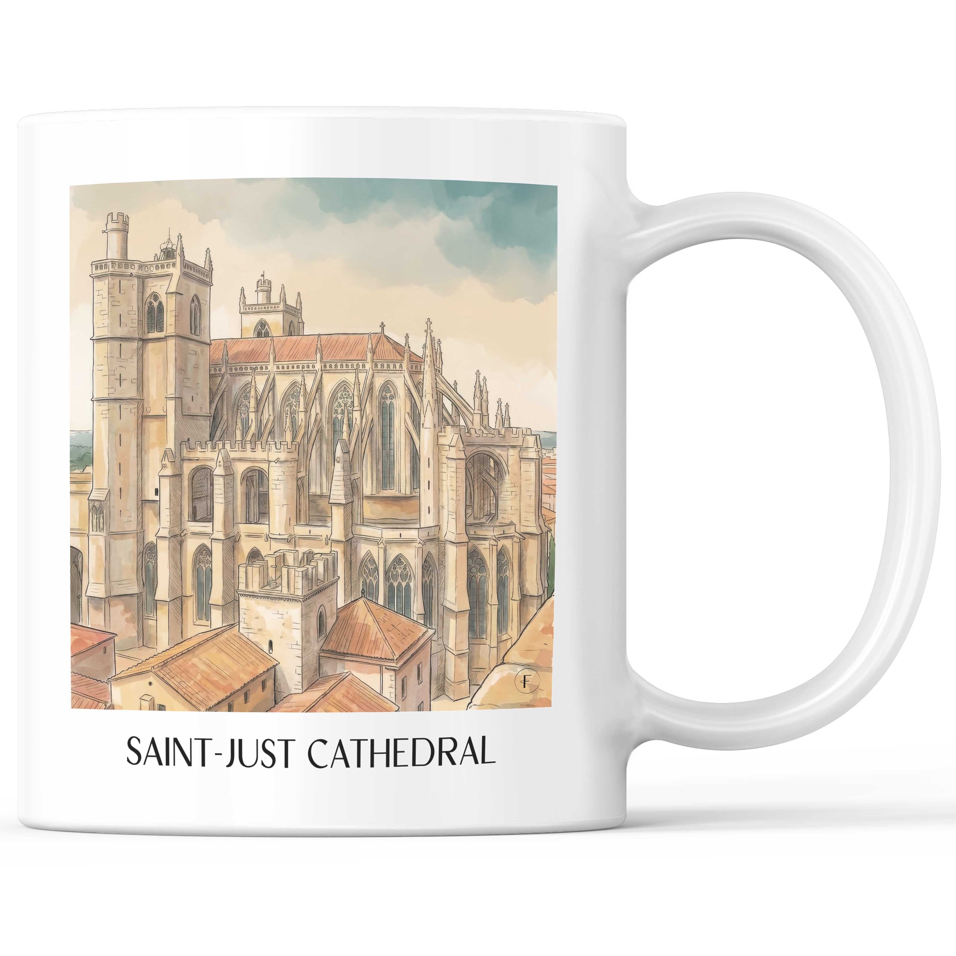 Cathédrale Saint-Just Kaffeebecher - Narbonne - Frankreich Becher - Kaffeetasse im Aquarell Stil