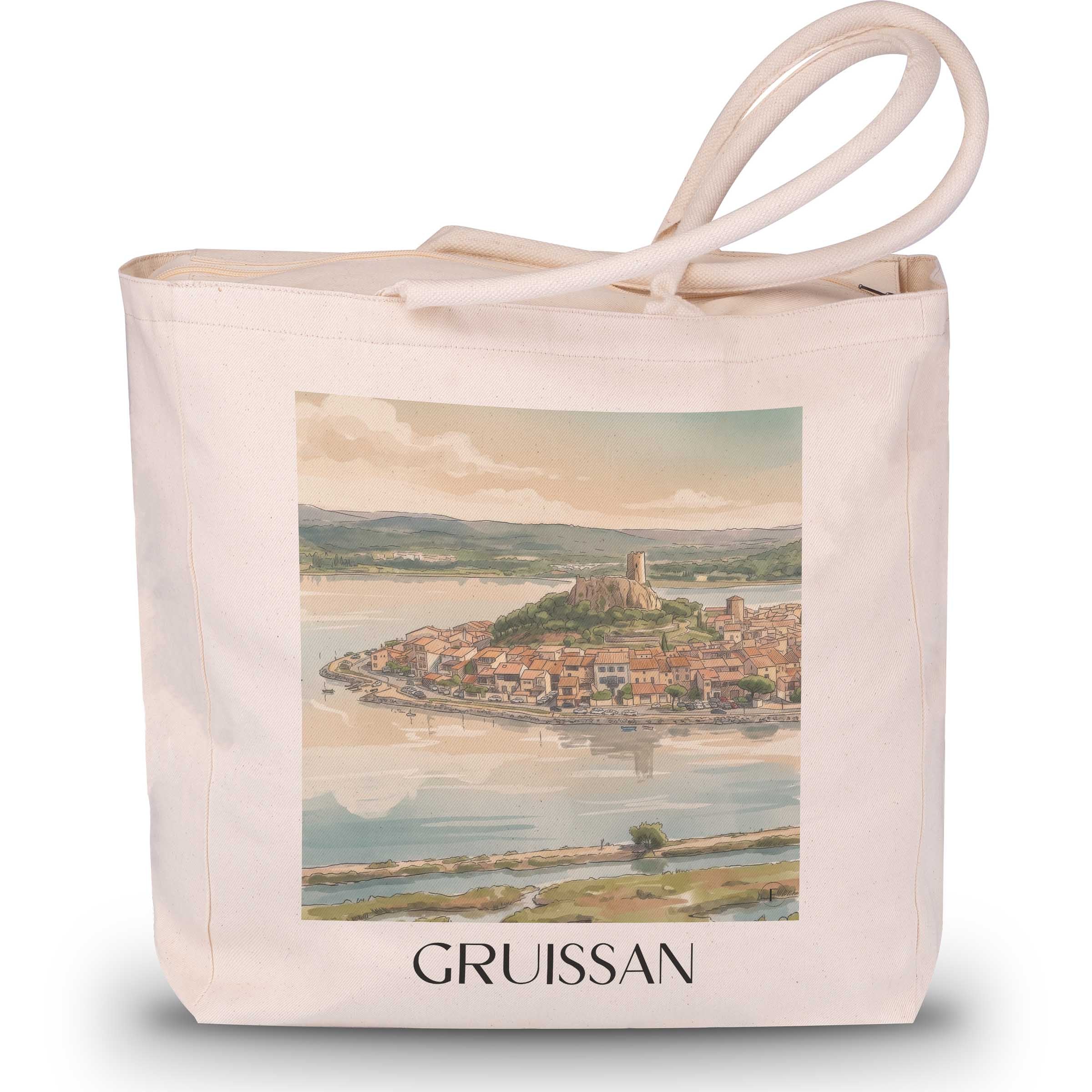 Gruissan Shopping Tasche - Littoral - Frankreich Tote Bag - Einkaufstasche im Aquarell Stil